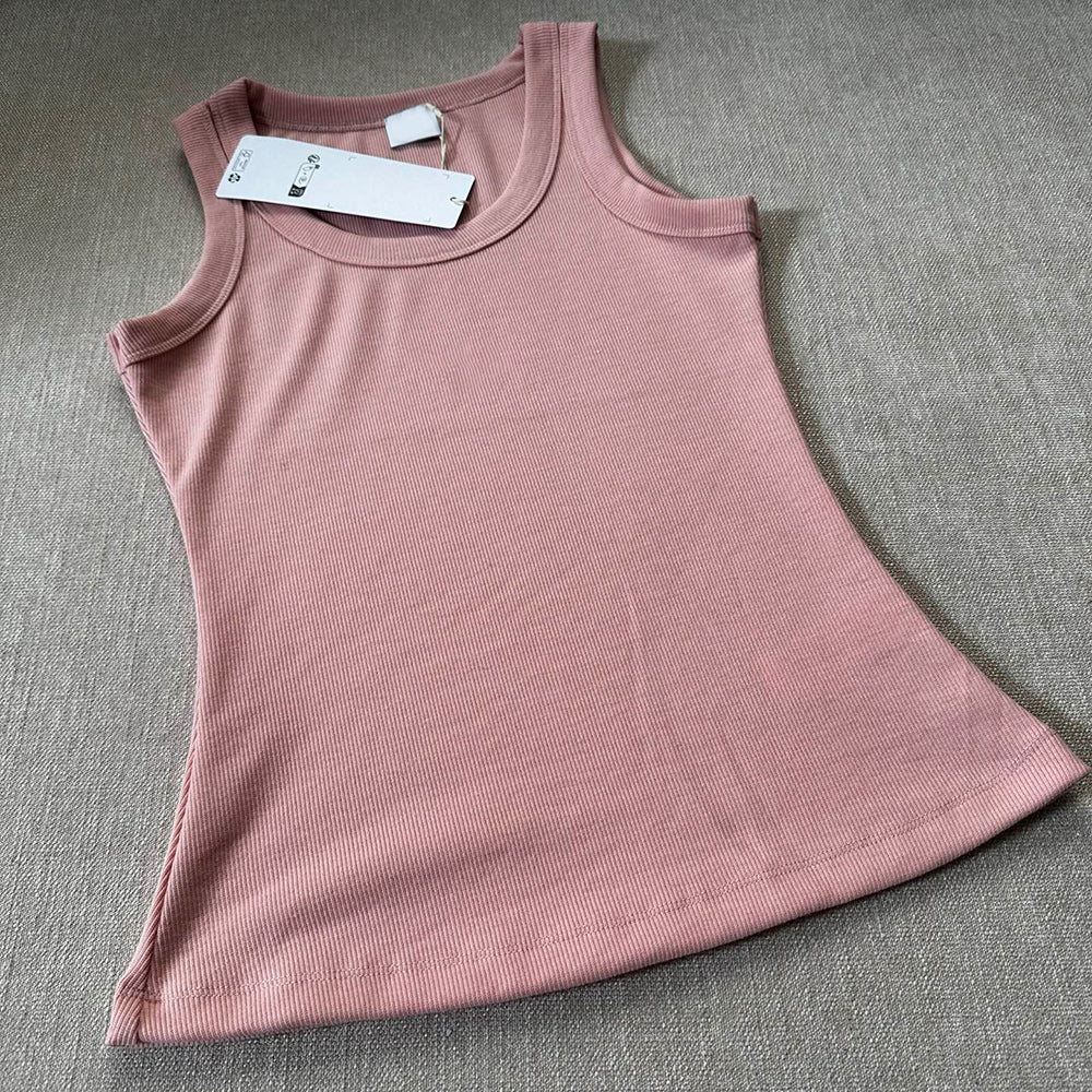 Women's New Fashion Casual Joker Slim Elastic Thread Short Vest Sports Yoga Inside.