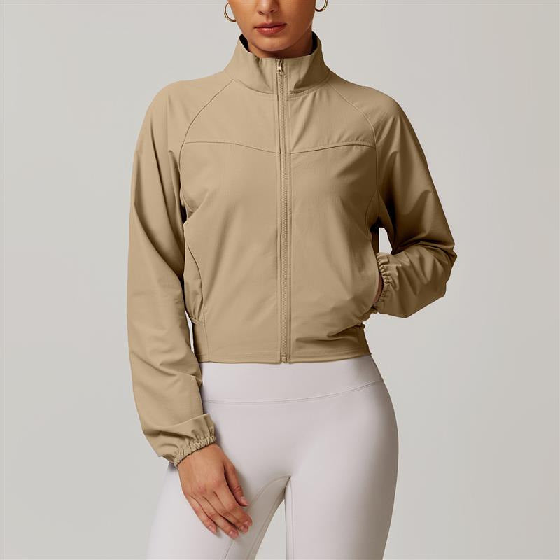 Women's thin wind-proof dry collar yoga jacket