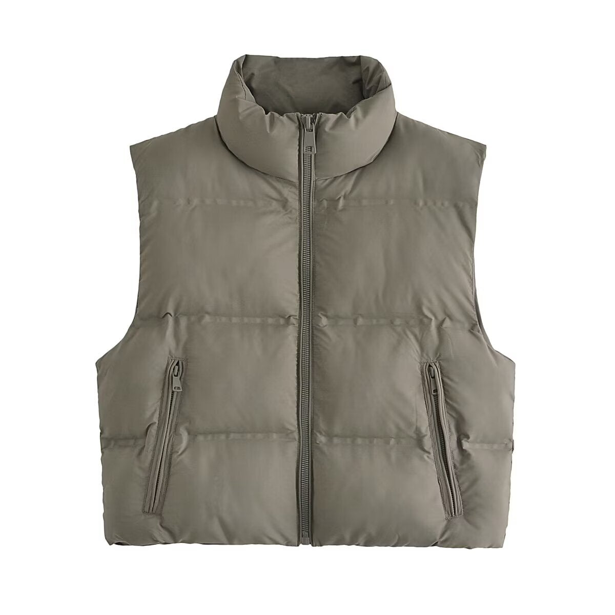 Women's winter fashion stand collar warm zipper cotton vest