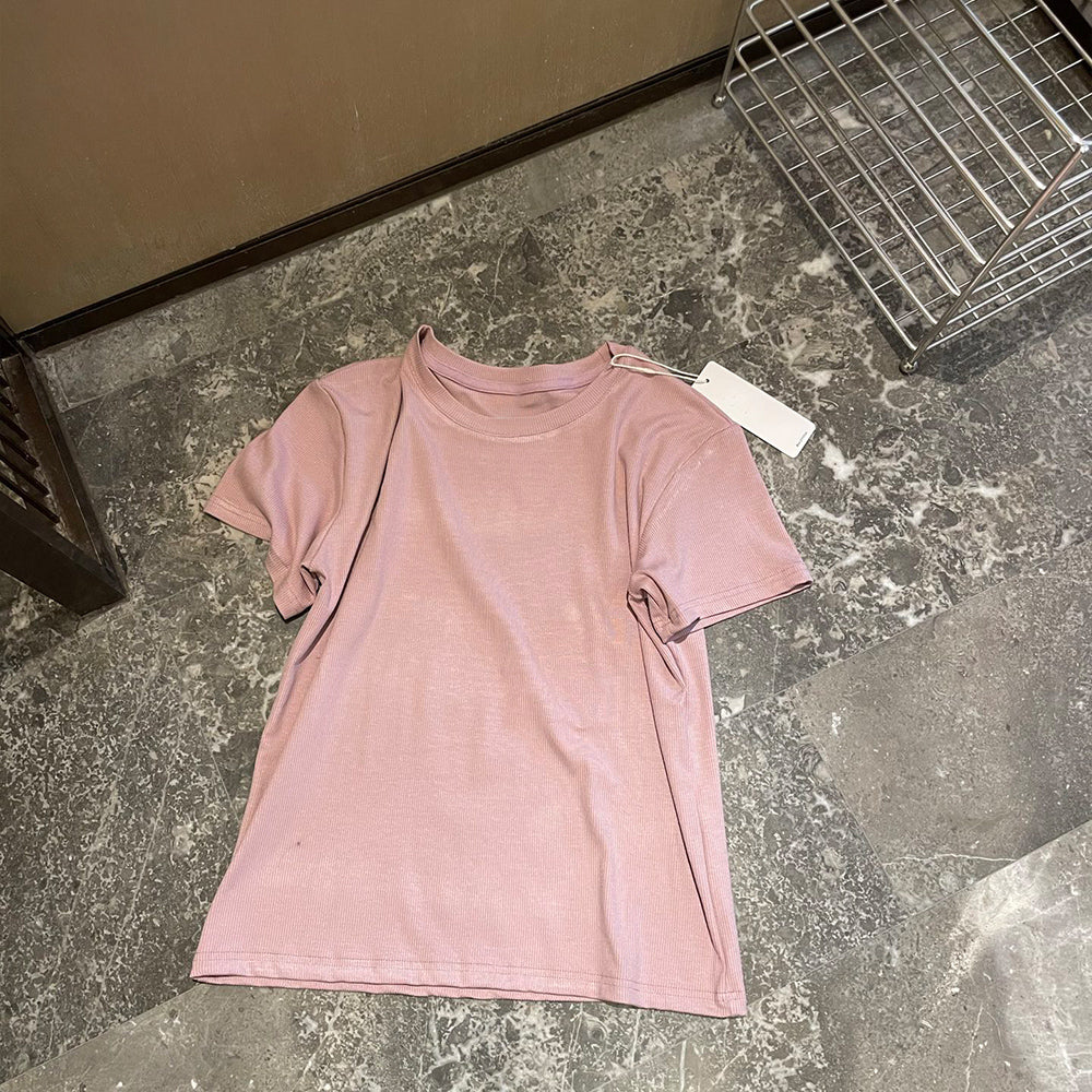 Women's New Fashion Joker Casual Thread Short-sleeved T-shirt Sports Fitness Comfortable Short-sleeved T-shirt.