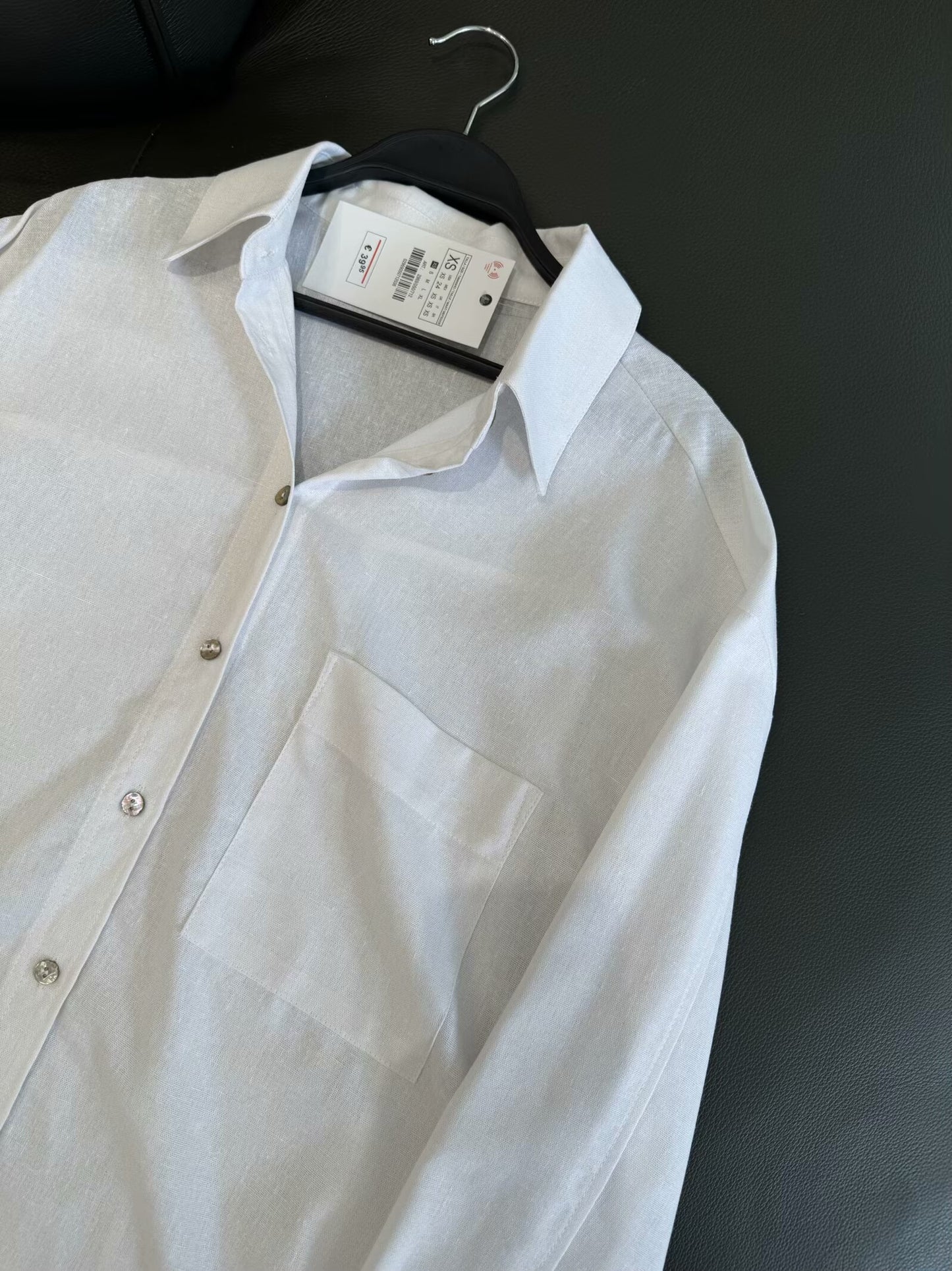 Women's new fashion pocket decoration loose linen blend shirt casual lapel shirt retro long sleeved button up women's shirt chic top