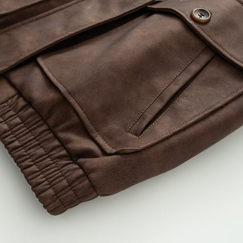 Women's detachable fur collar casual Anti suede effect jacket