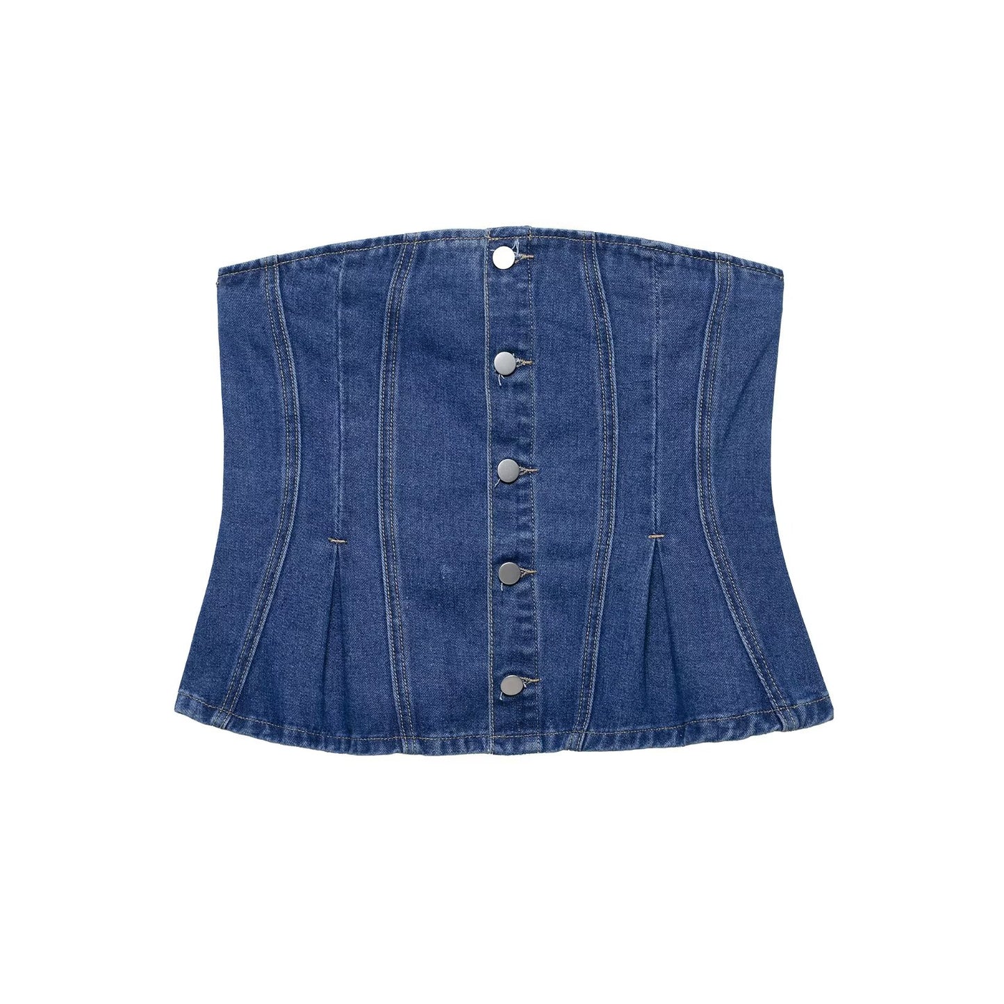 Women's new fashion short single breasted tight corset style denim top+Jeans suit