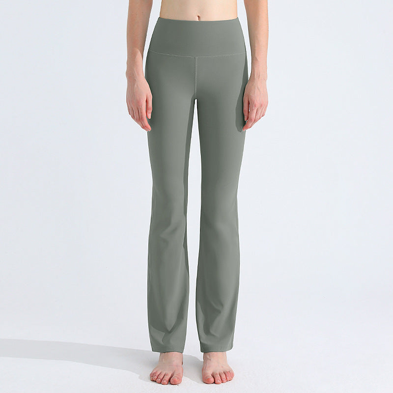 LU Women's New Sports Yoga Pants, Tights, Body Shaping, High Elasticity, Nudity, Moisture Absorption and Quick-drying High Waist Bell Bottoms.