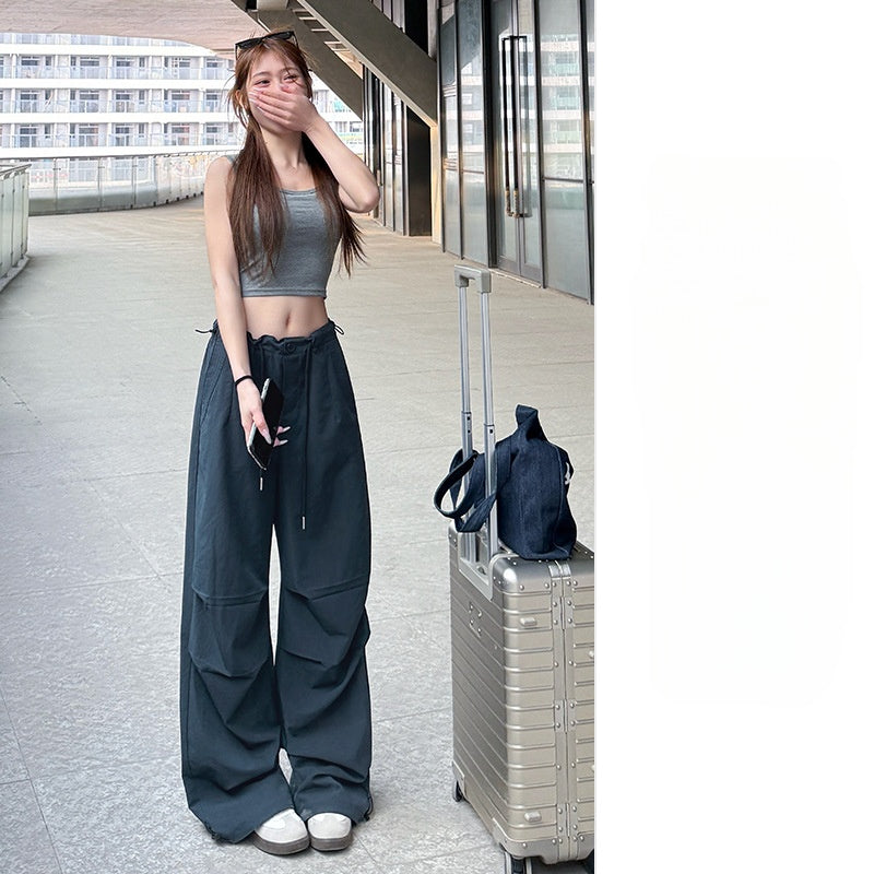Women's New Quick-drying Overalls Thin High Waist Wide Leg Parachute Pants Slim Sweatpants
