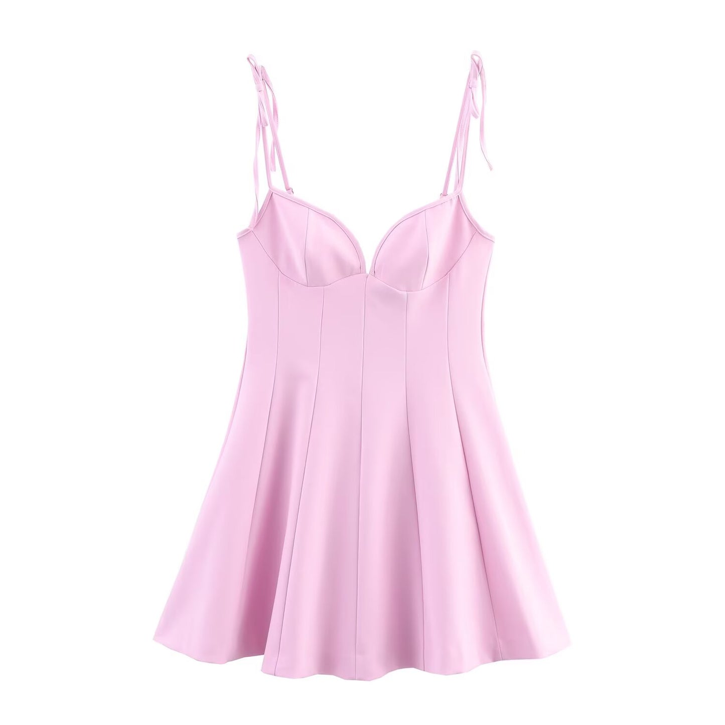 Women's new fashion bow shoulder strap slim wide swing mini dress