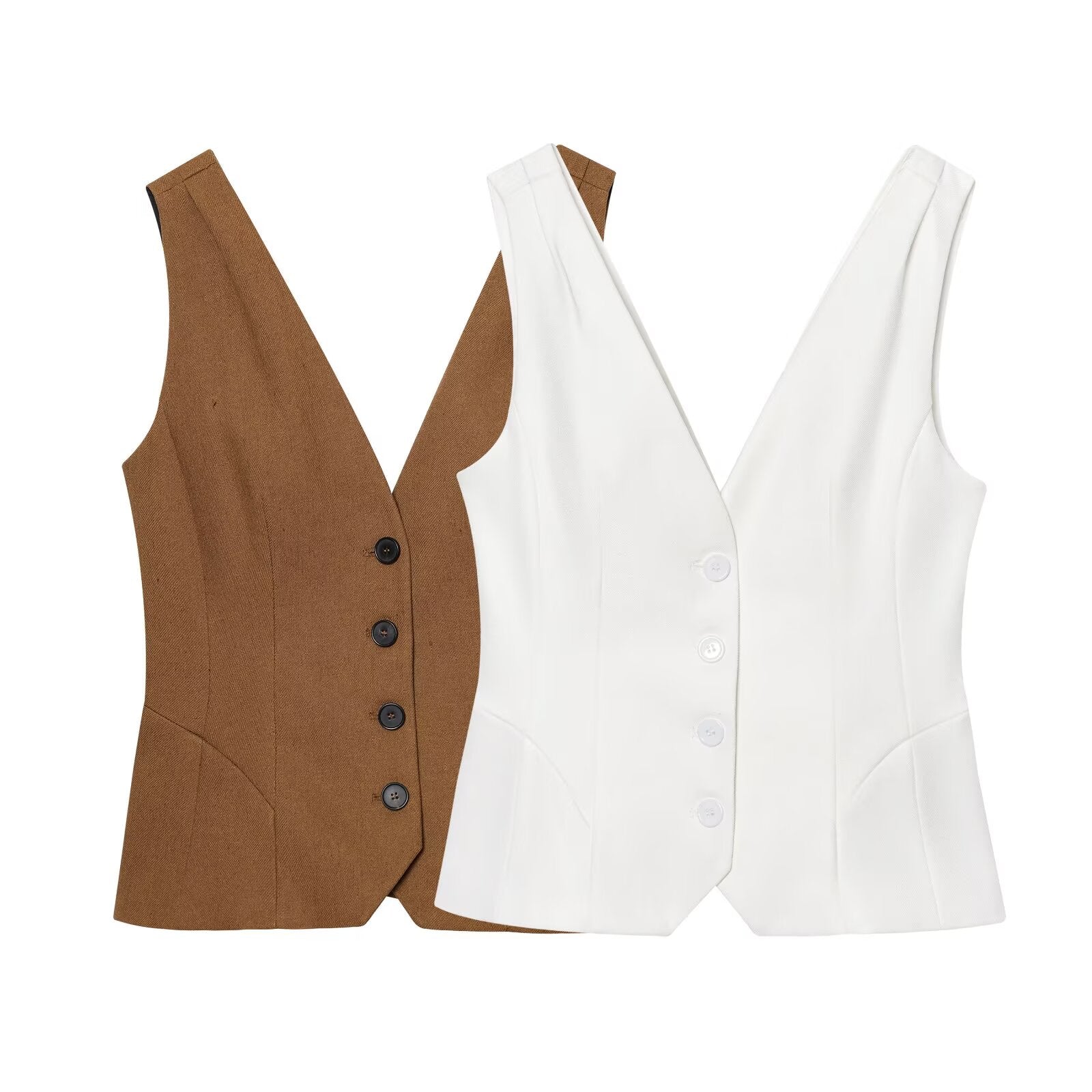Stretch V-Neck Women Single-Breasted Vest