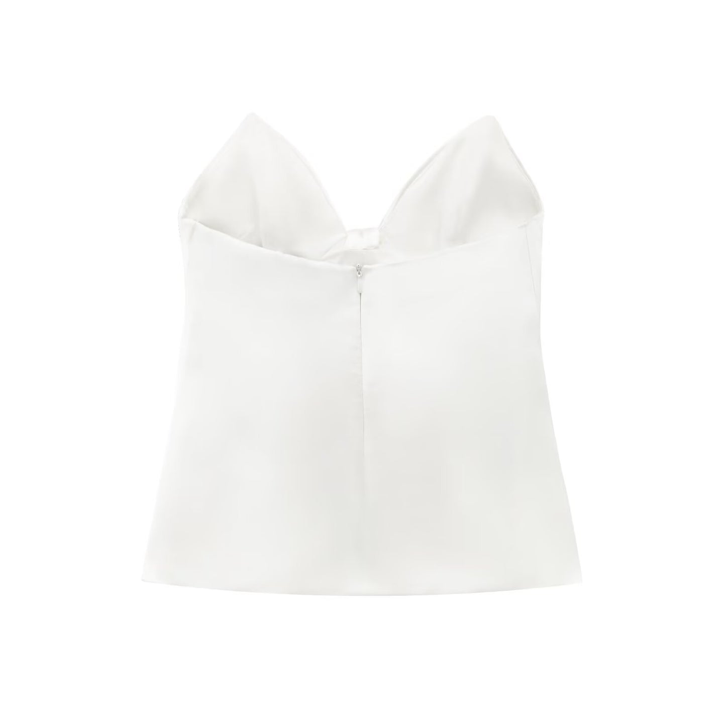 Women's 2025 new fashion bow decoration slim satin texture strapless top retro sleeveless backless women's vest chic top