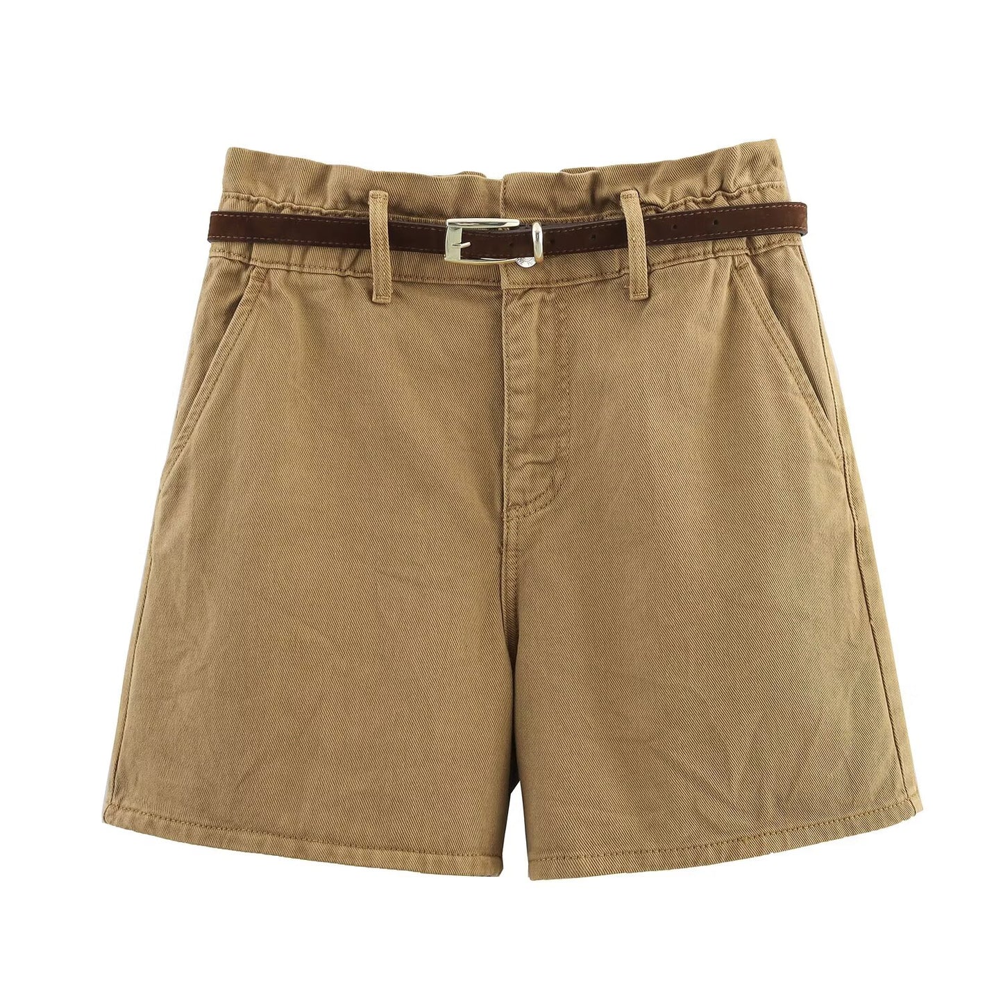 Women's New Fashion With Belt High Waist Paper Bag style Casual Denim shorts