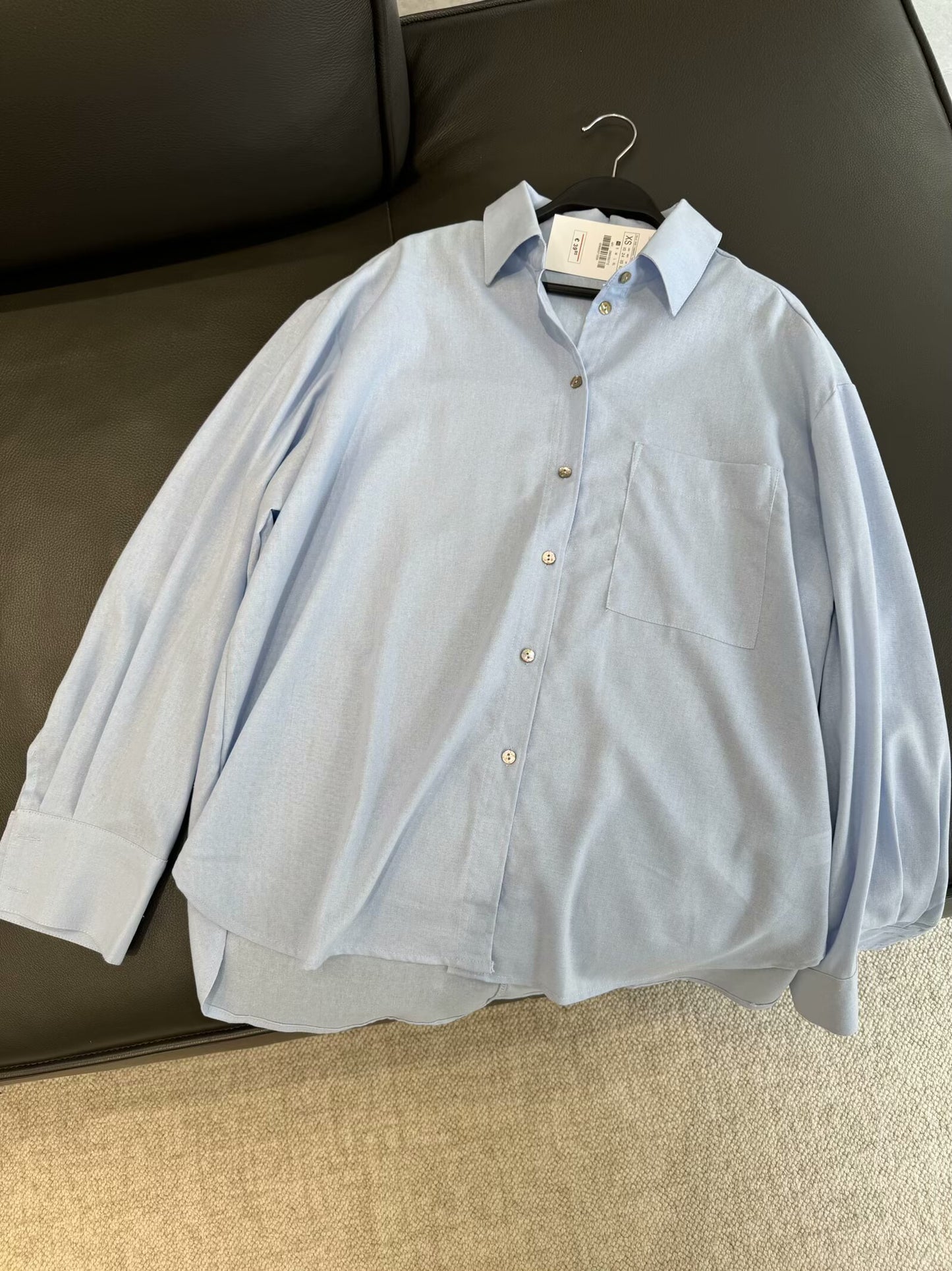 Women's new fashion pocket decoration loose linen blend shirt casual lapel shirt retro long sleeved button up women's shirt chic top