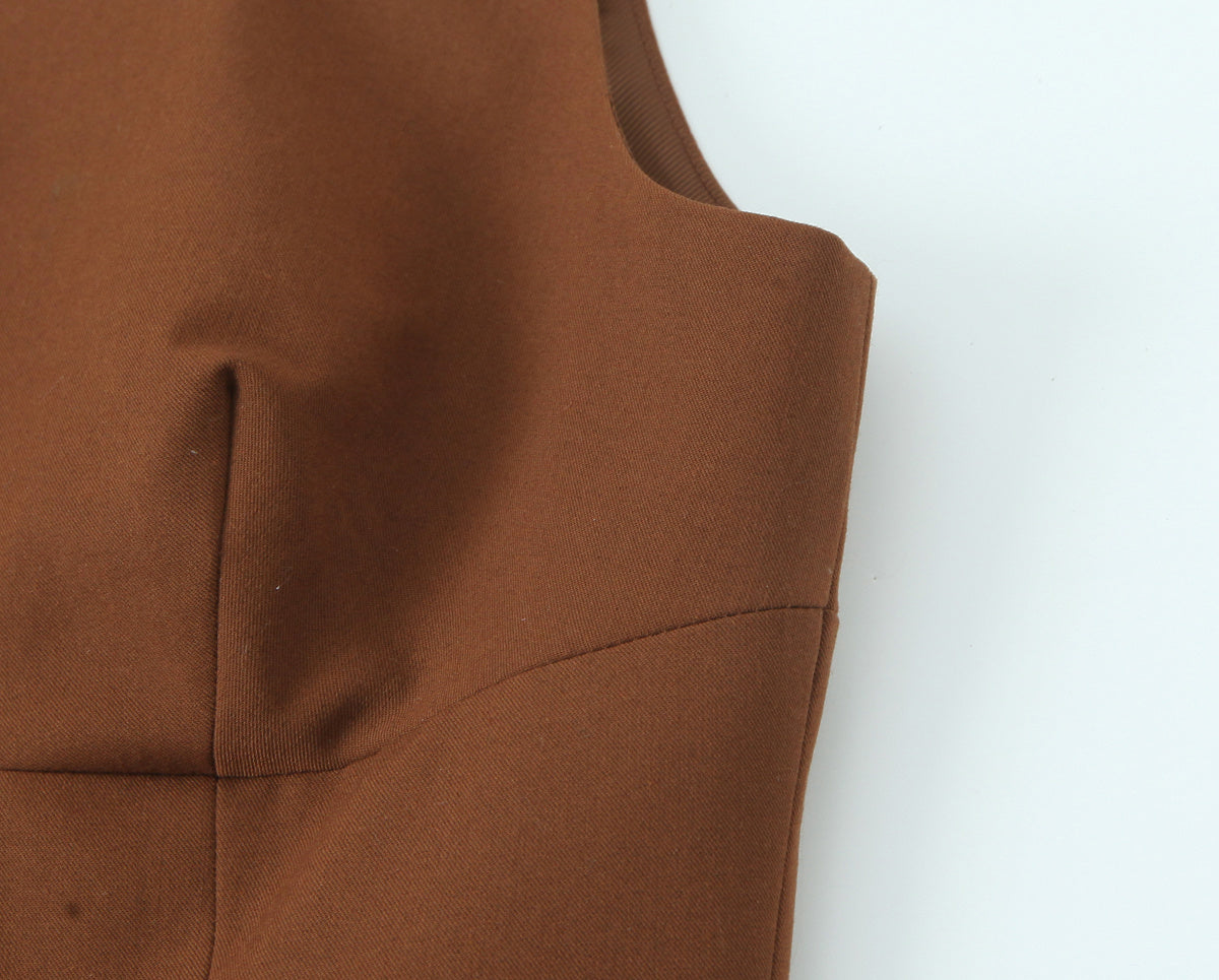 Women's new fashion pocket decoration casual slim single breasted V Neck vest retro women's vest chic top+Skirts Women's suit