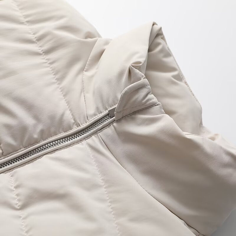 Women's New Fashion Casual Zipper Short Cotton-padded Jacket Coat Retro Long Sleeve Women's Casual Cotton-padded Jacket.