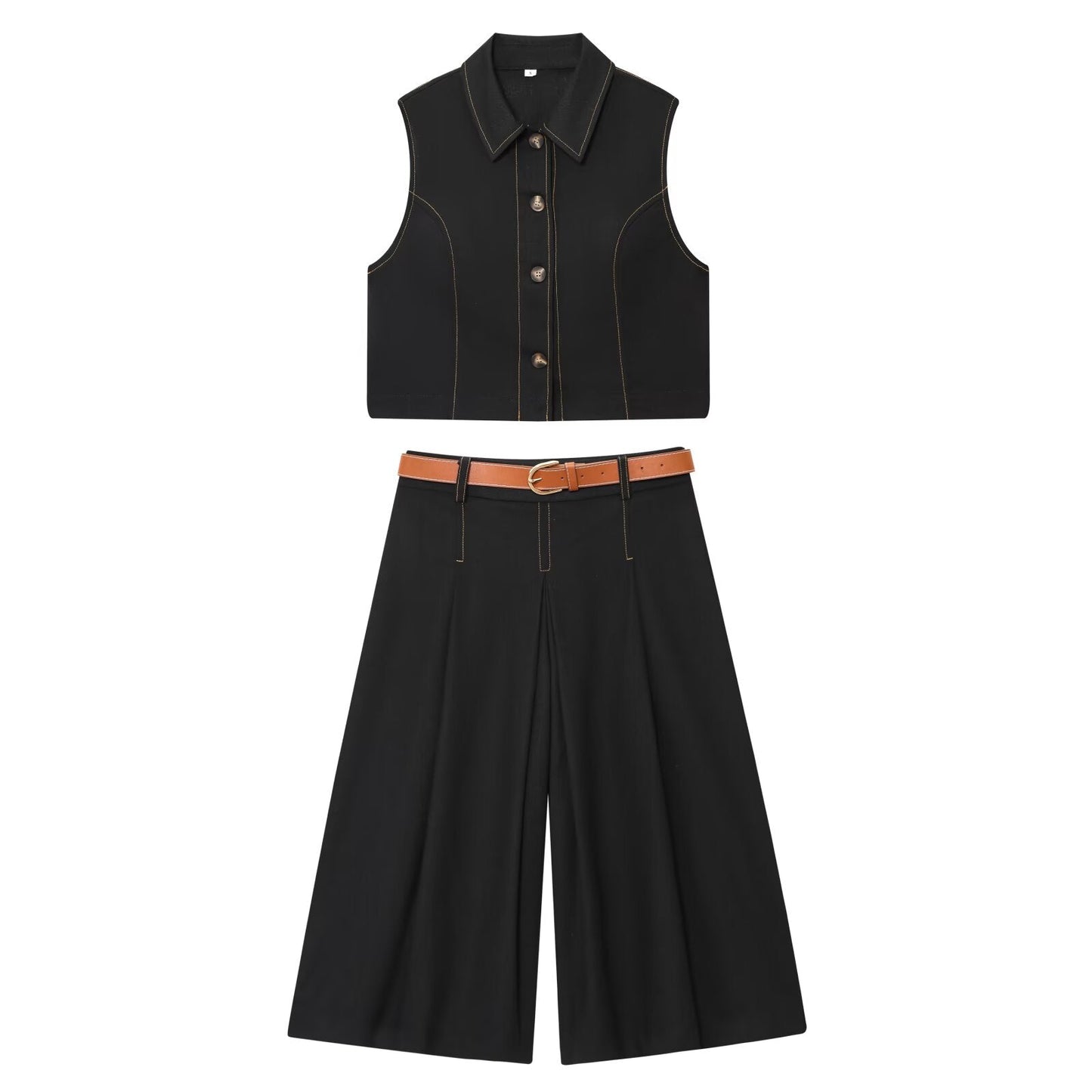 Women's New Fashion Casual Lapel Straight vest + Shorts Suit
