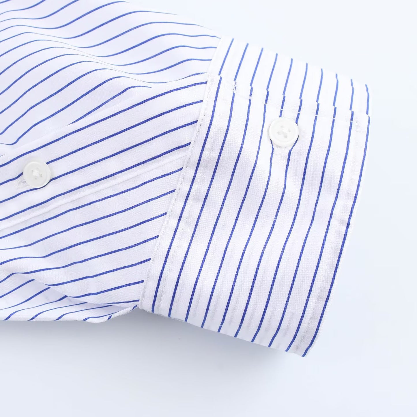Women's new fashion pocket decoration loose splicing striped women's shirt retro long sleeved button up women's shirt chic top