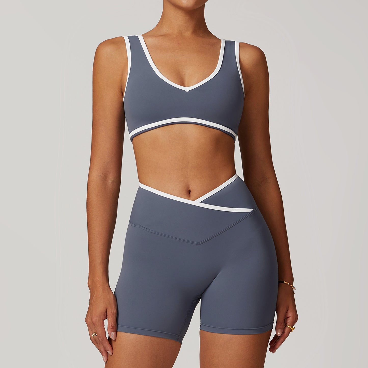 Women's New Cross-waist Sports Suit Female Contrast Backless Tight Nude Yoga Suit Running Fitness Yoga Suit