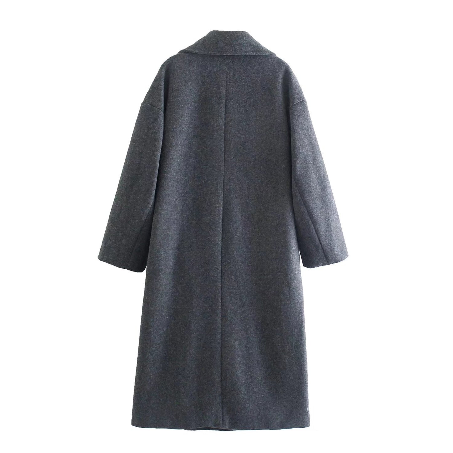 Women's New Fashion Joker Temperament Loose Version Double-breasted Long Coat Retro Long Sleeve Button Chic Coat.