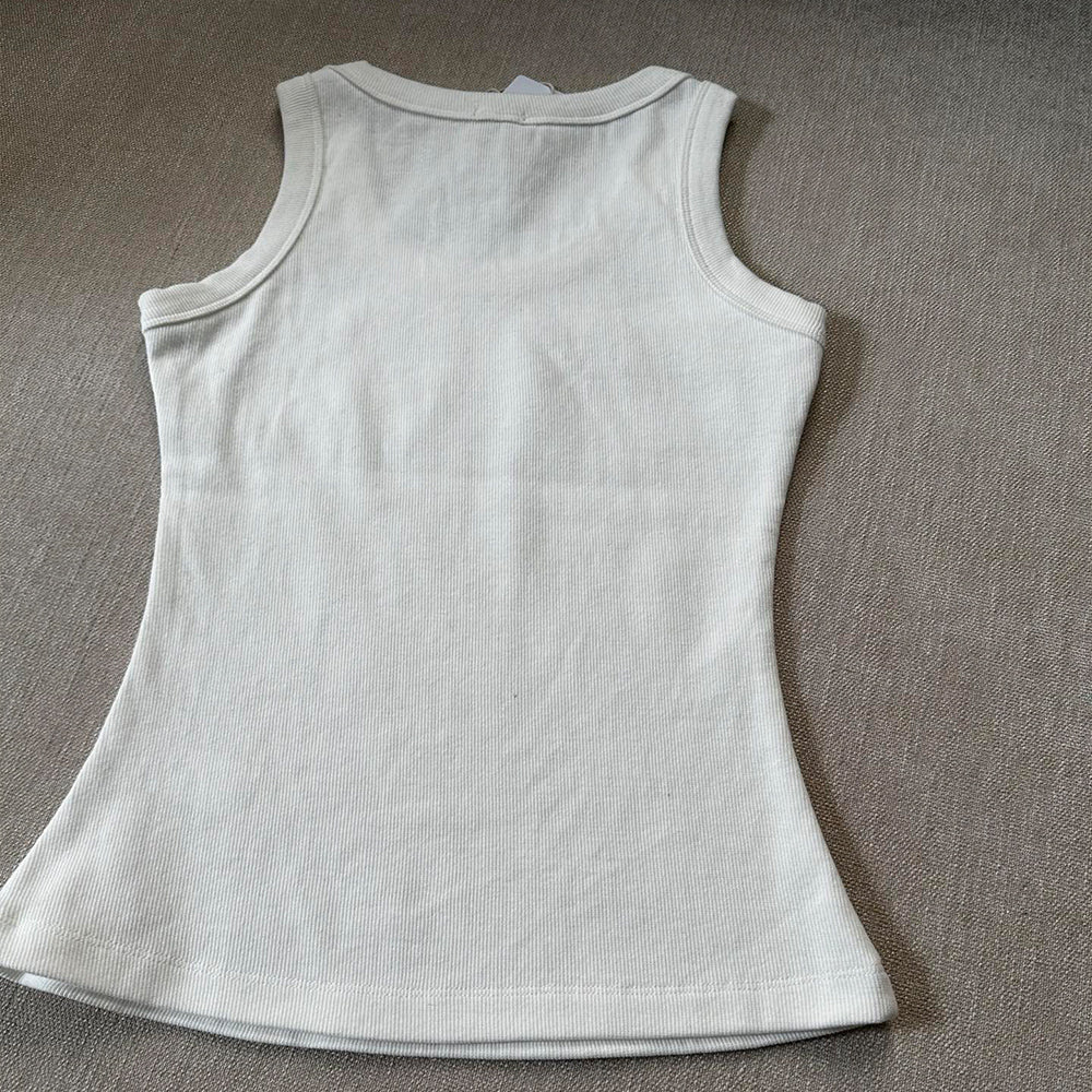 Women's New Fashion Casual Joker Slim Elastic Thread Short Vest Sports Yoga Inside.
