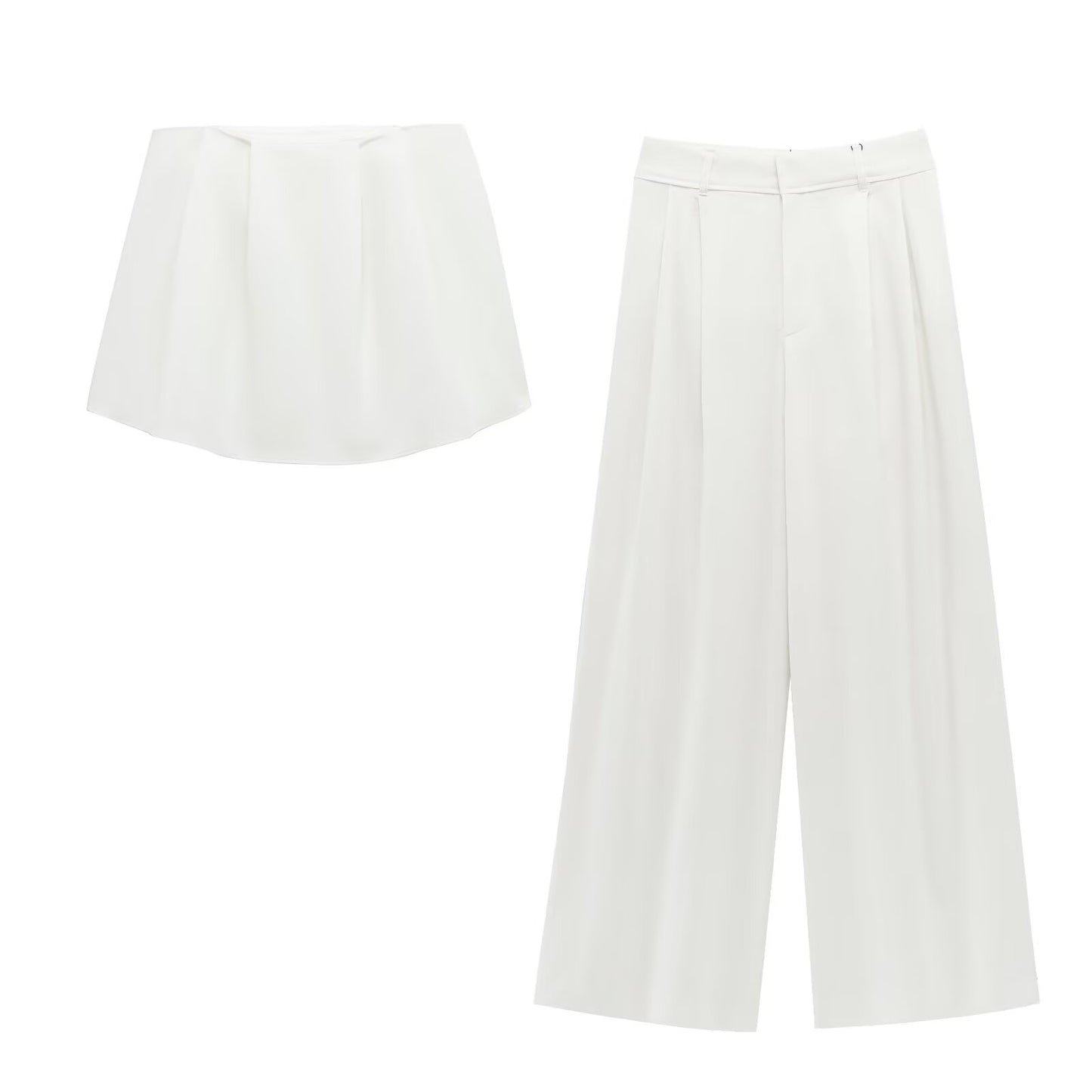 Women's suit 2 pieces 2025 fashion pleated tube top