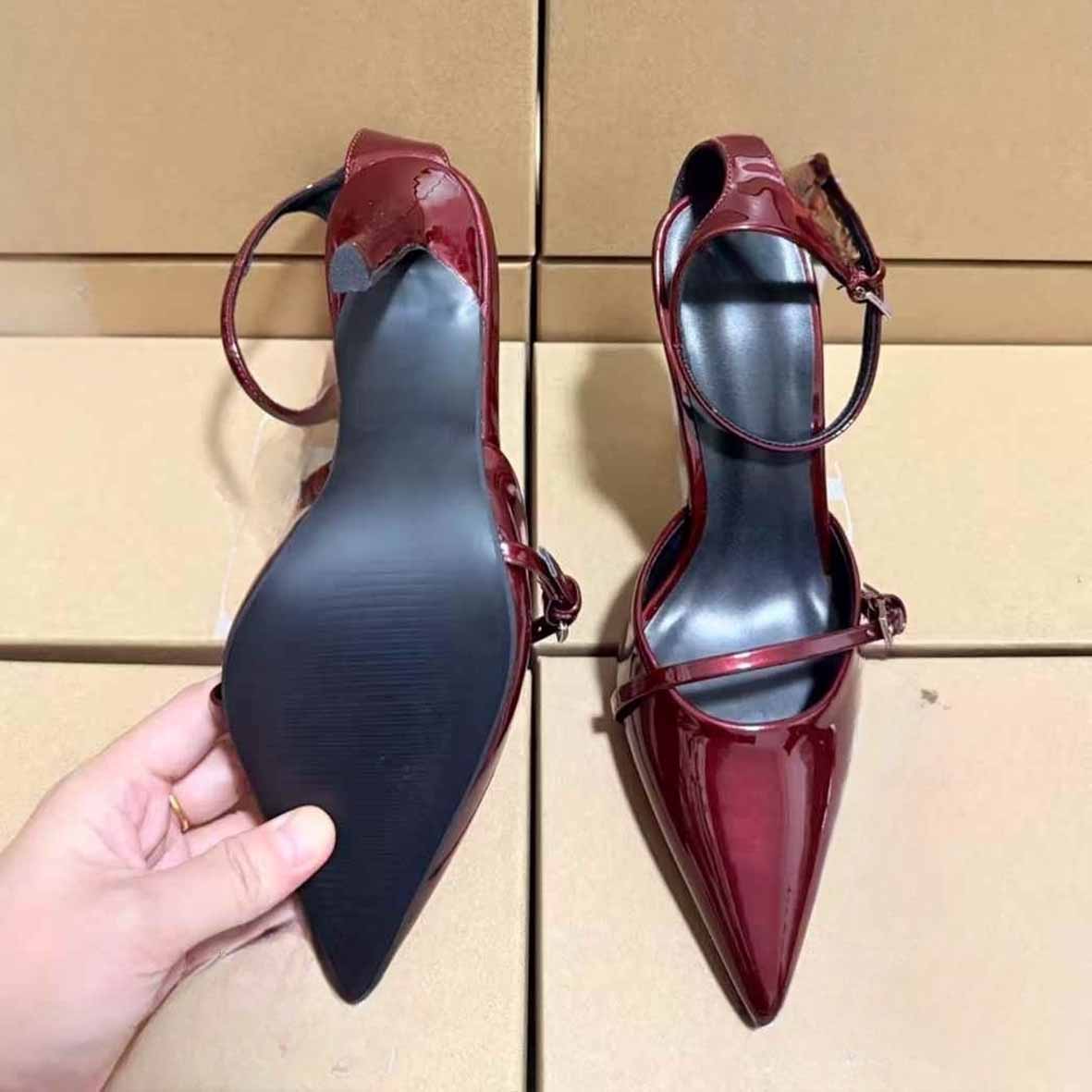 Women's New Fashion Joker Patent Leather Pointed Word with High Heels