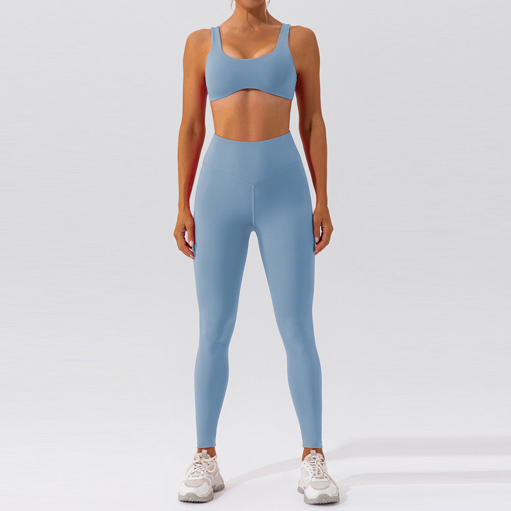 Women's New Nude Hip Yoga Suit Women's Quick-dry Running Beauty Back Fitness Suit