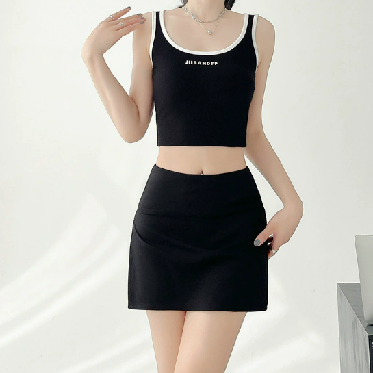LU Women's sports culottes women's spring and summer new high-waisted A-word slim skirt with hip and anti-exposure skirt