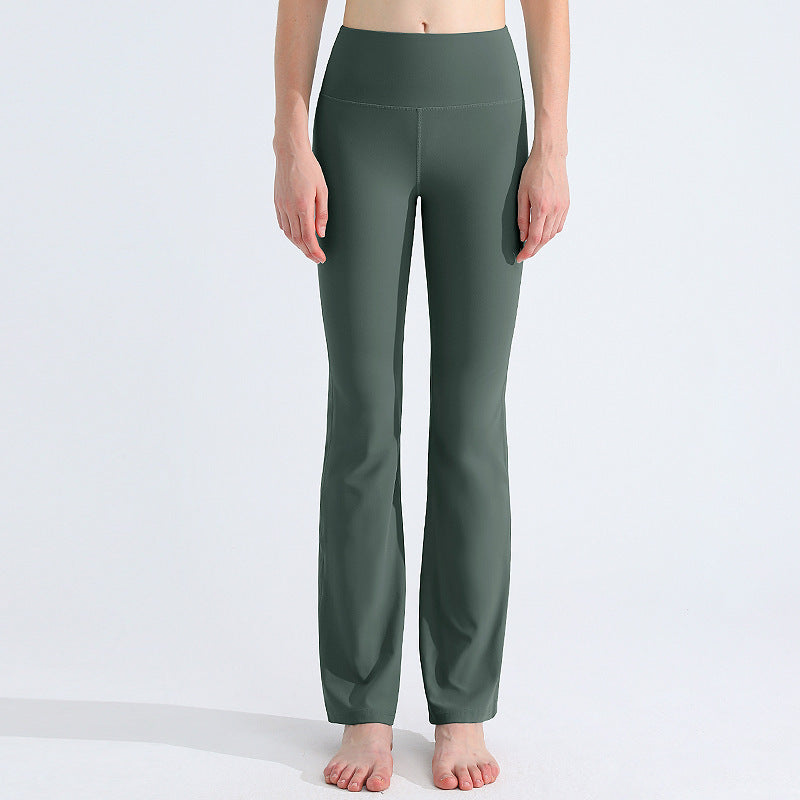 LU Women's New Sports Yoga Pants, Tights, Body Shaping, High Elasticity, Nudity, Moisture Absorption and Quick-drying High Waist Bell Bottoms.
