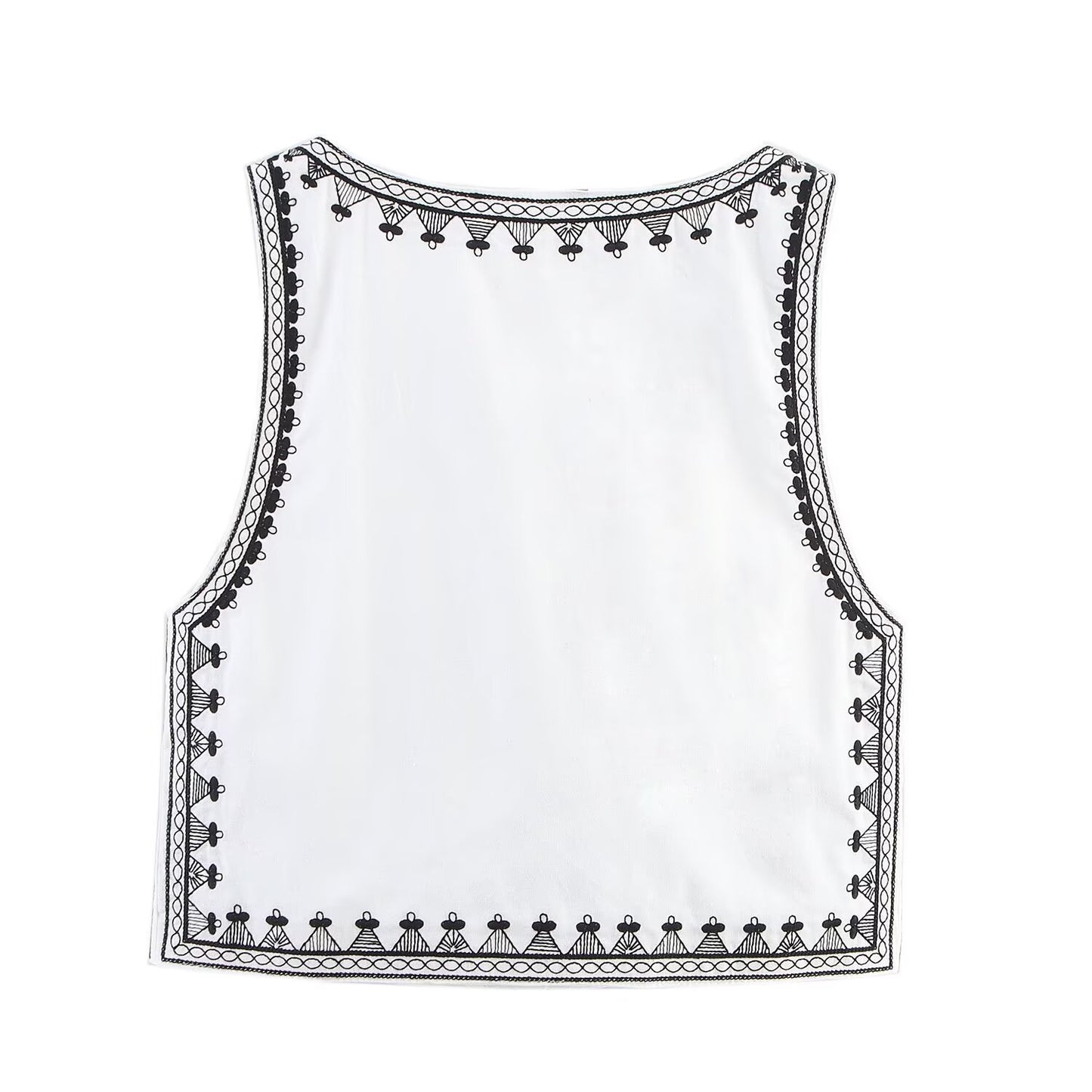 suit Women's 2 pieces fashion short contrasting embroidered V-neck vest+Shorts suit