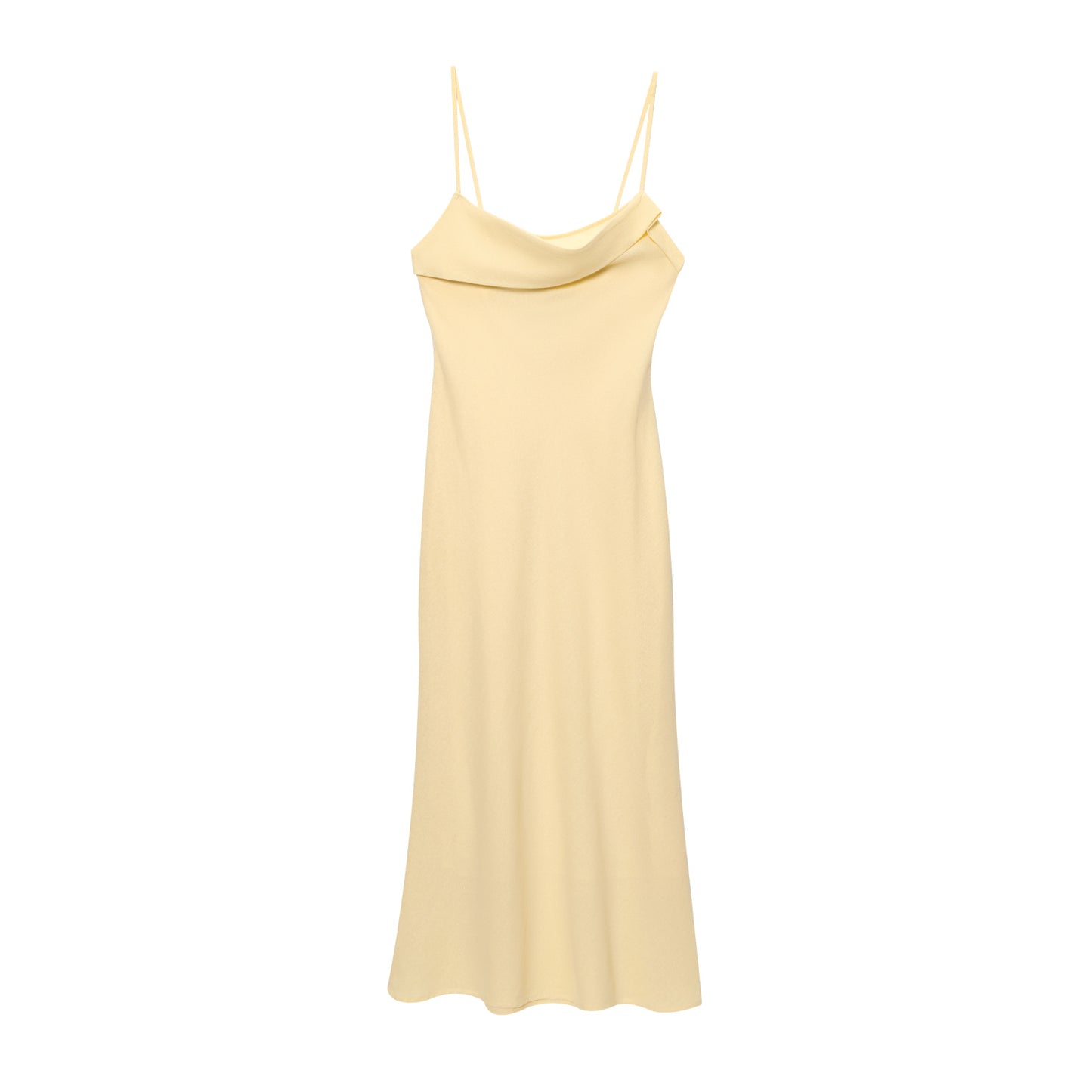 Women's New Fashion Solid Ramie Blended Underwear Style suspender Midi Dress