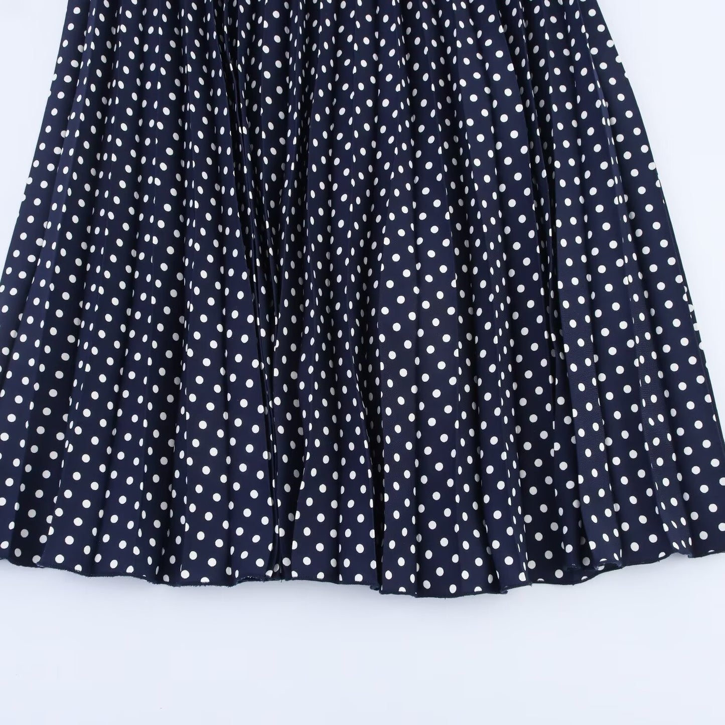 Women's new fashion with Belt polka dot print hanging neck MIDI dress