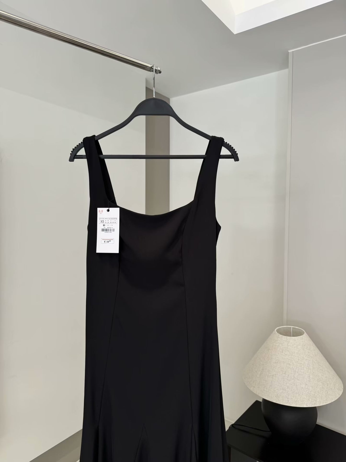 Women's 2025 chic fashion wide shoulder strap square neck midi dress retro women's dress