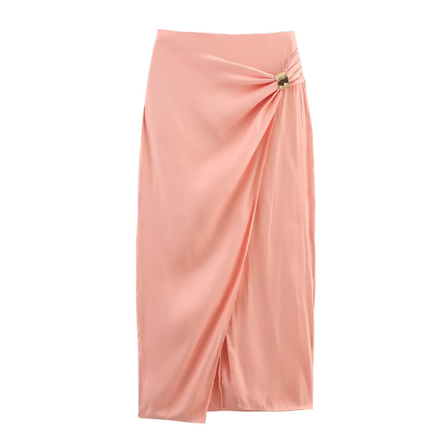 Women's new fashion slim satin texture Pleated hanging neck top retro sleeveless backless women's vest chic top+Skirts Women's suit