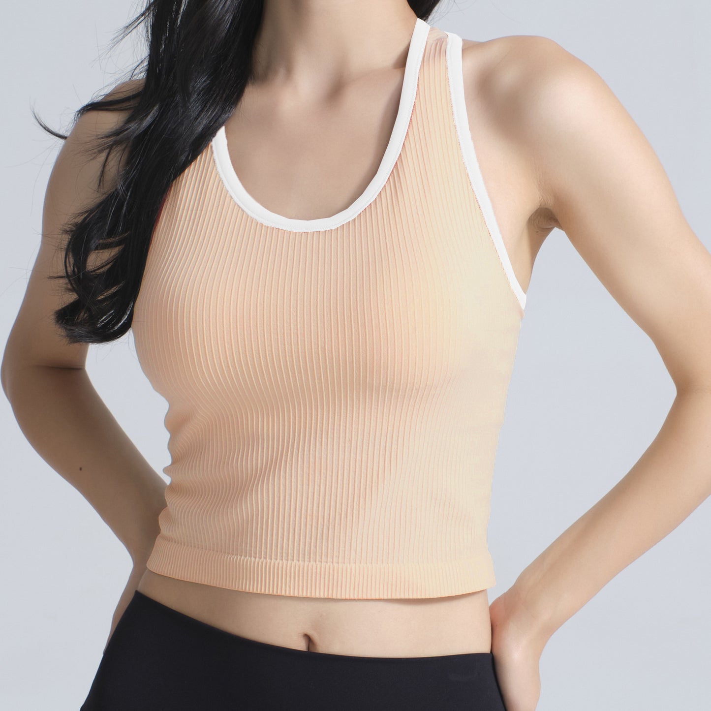 LU Women's New Fashion Yoga Ebb Vest Nude Tight with Chest Pad Fitness Bra I-word Beautiful Bad Luck. Moving Underwear