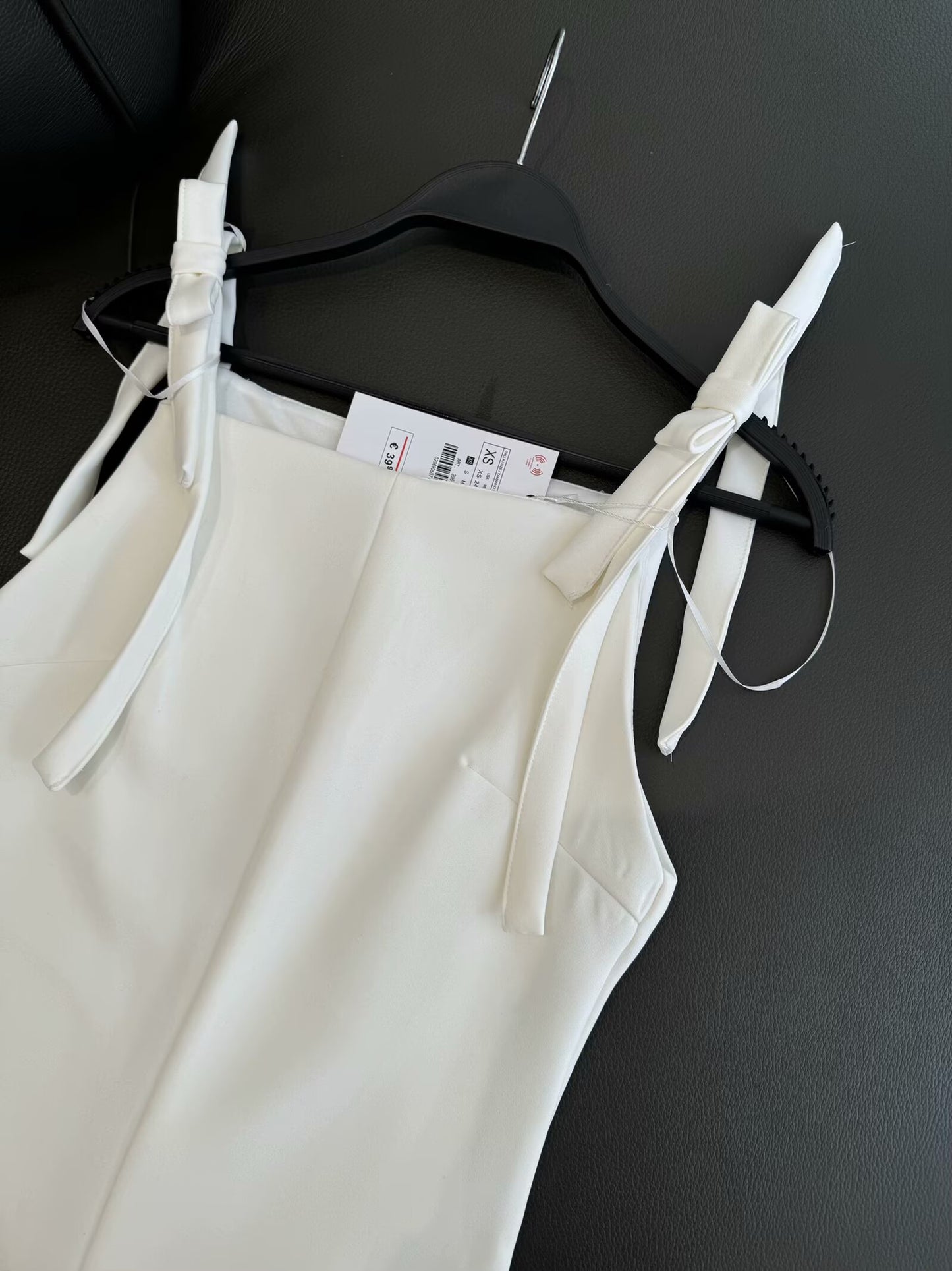 Women's new fashion bow shoulder strap decoration slim straight neck mini dress retro sleeveless back zipper women's dress Mujer