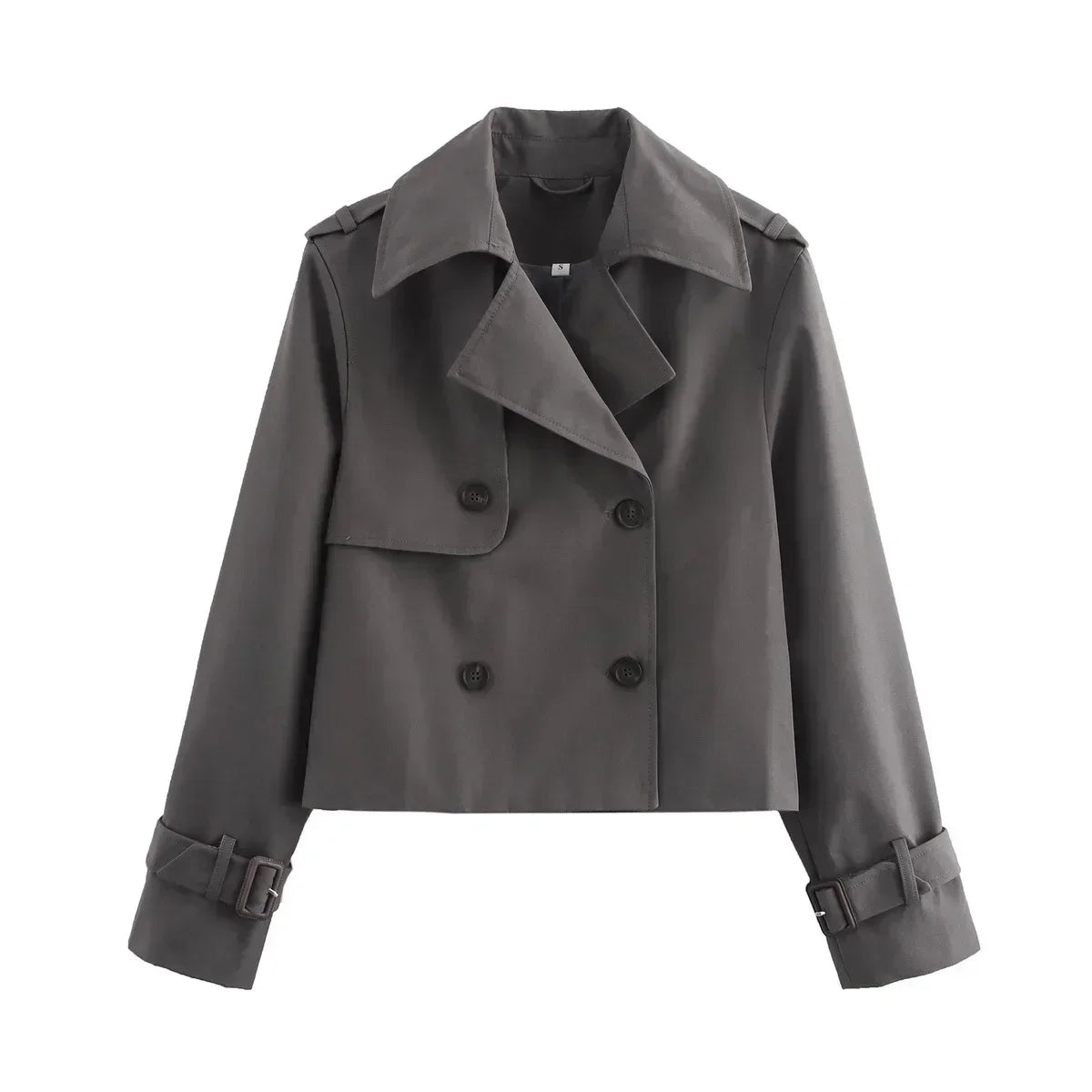 Women's multi-color new fashion loose short casual double breasted windbreaker coat retro long sleeved women's coat