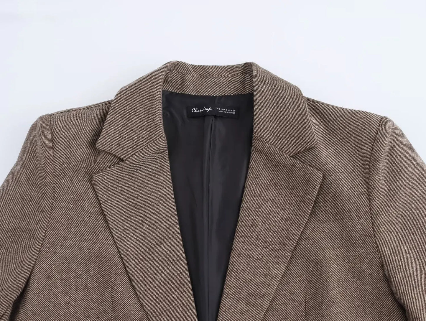 Ladies' new fashion flip pocket decoration loose single button casual diagonal suit coat retro long sleeved Female coat chic top