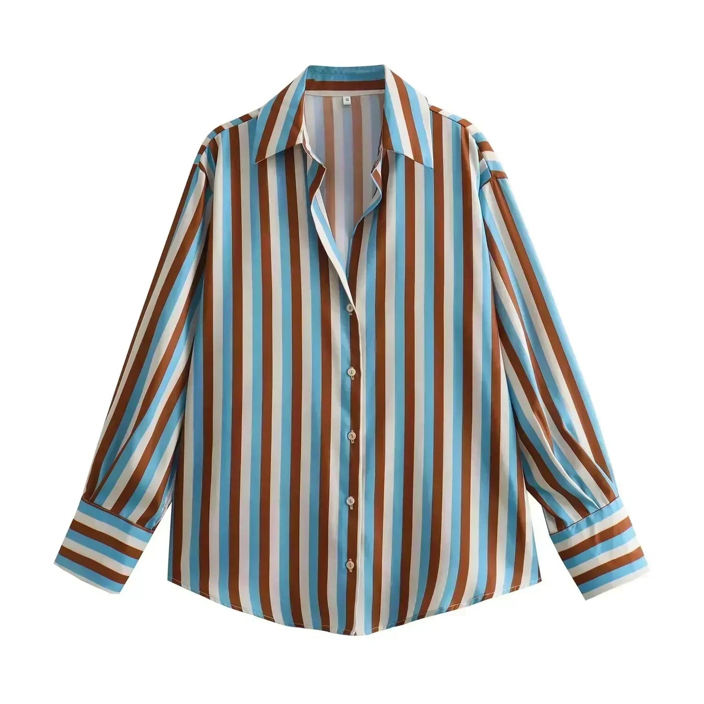 Women 2023 spring New Fashion Multicolor Silk satin texture hang down Blouses Long Sleeve Button-up Female Shirts Tops