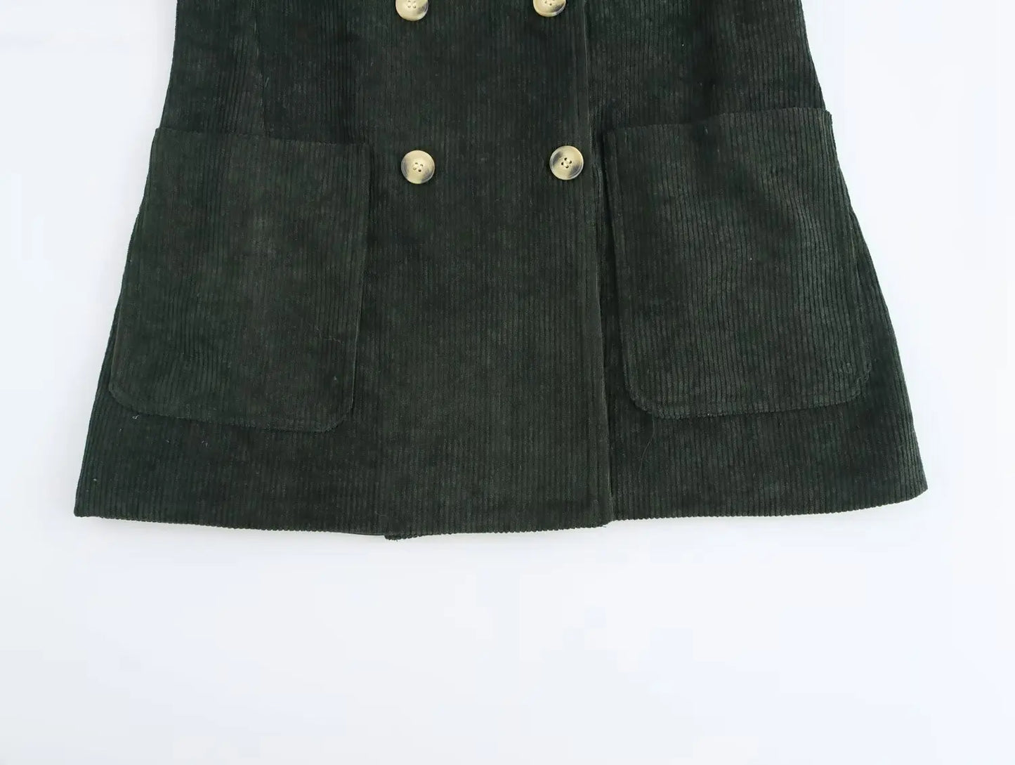 Ladies' new fashion casual slim Lapel Double Breasted corduroy suit jacket retro long sleeved pocket women's Coat chic top