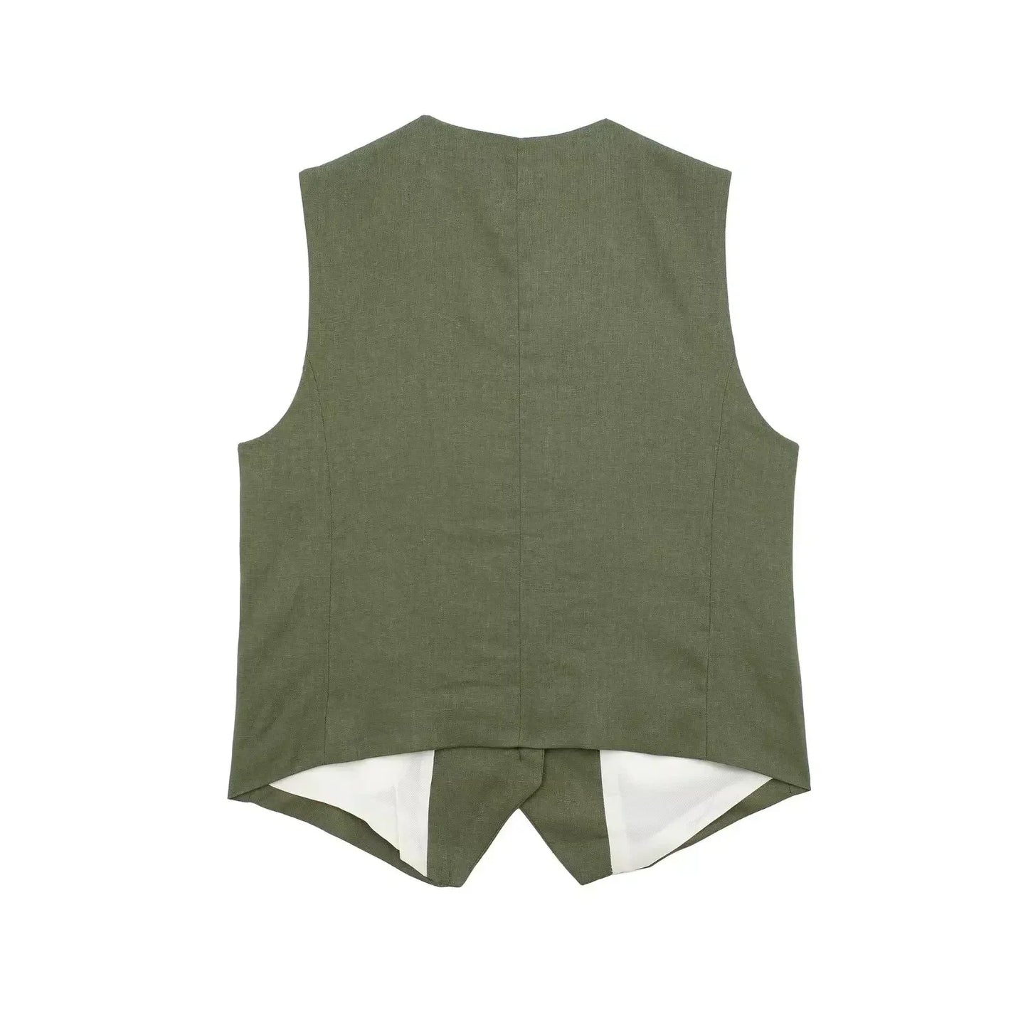 Women 2023 New Fashion Flax blending Tank Tops Vintage sleeveless single-breasted Female Camis Chic Tops