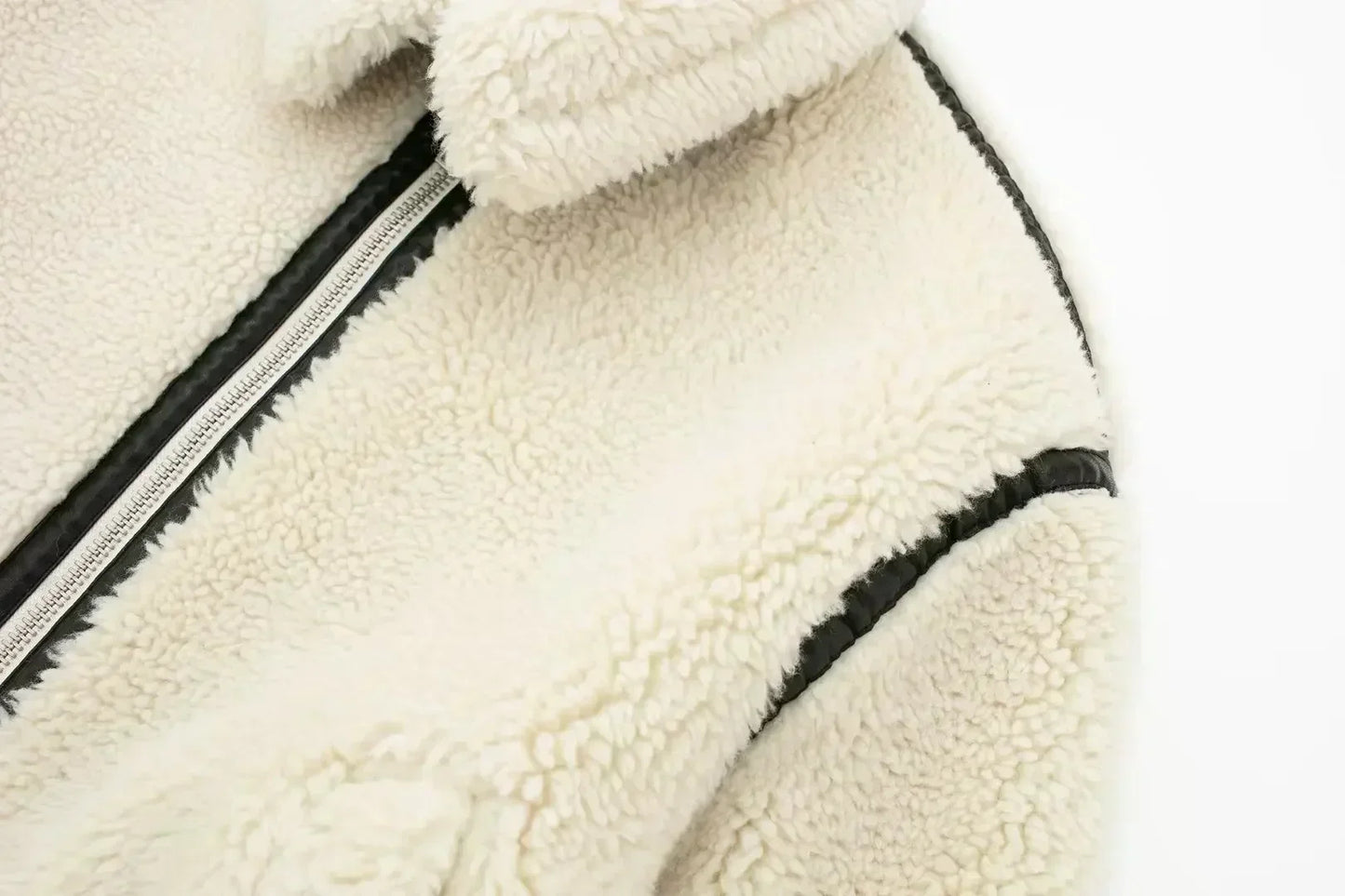 Faux Fur Bike Jackets Women Fake Fur Motorcycle Long Sleeve Collared Double Coat Women Winter Jacket