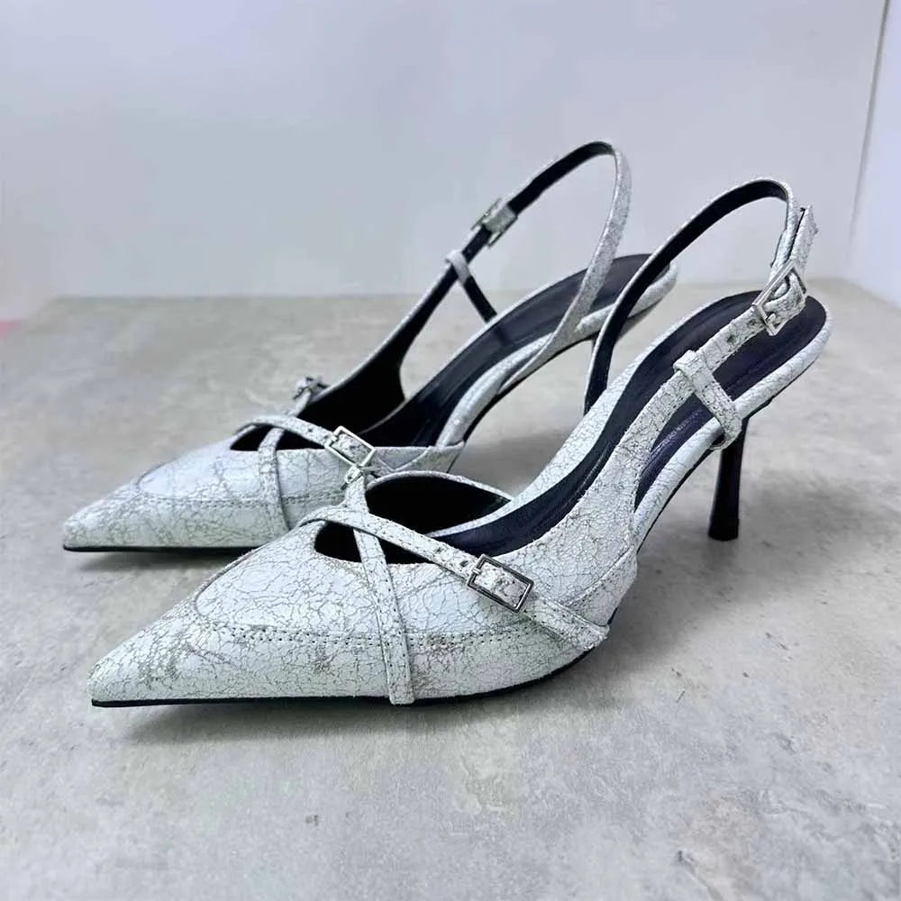 New 2024 Women's Shoes, High Heels, Denim Shallow Straps, Hollow Baotou Sexy Stiletto Fashion Sandals.