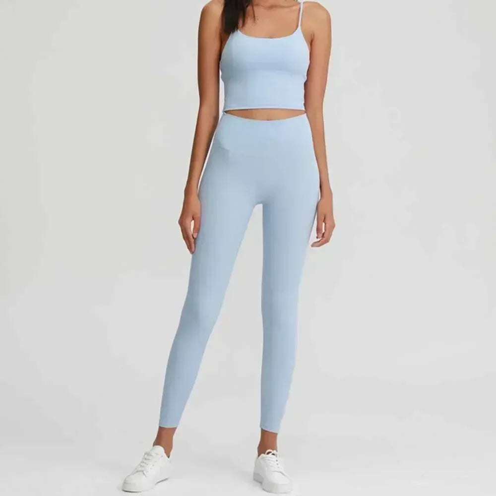 Women's Explosions Sanding Nude High Waist Yoga Suit Women's Fitness Suit Beauty Back Sports Bra.