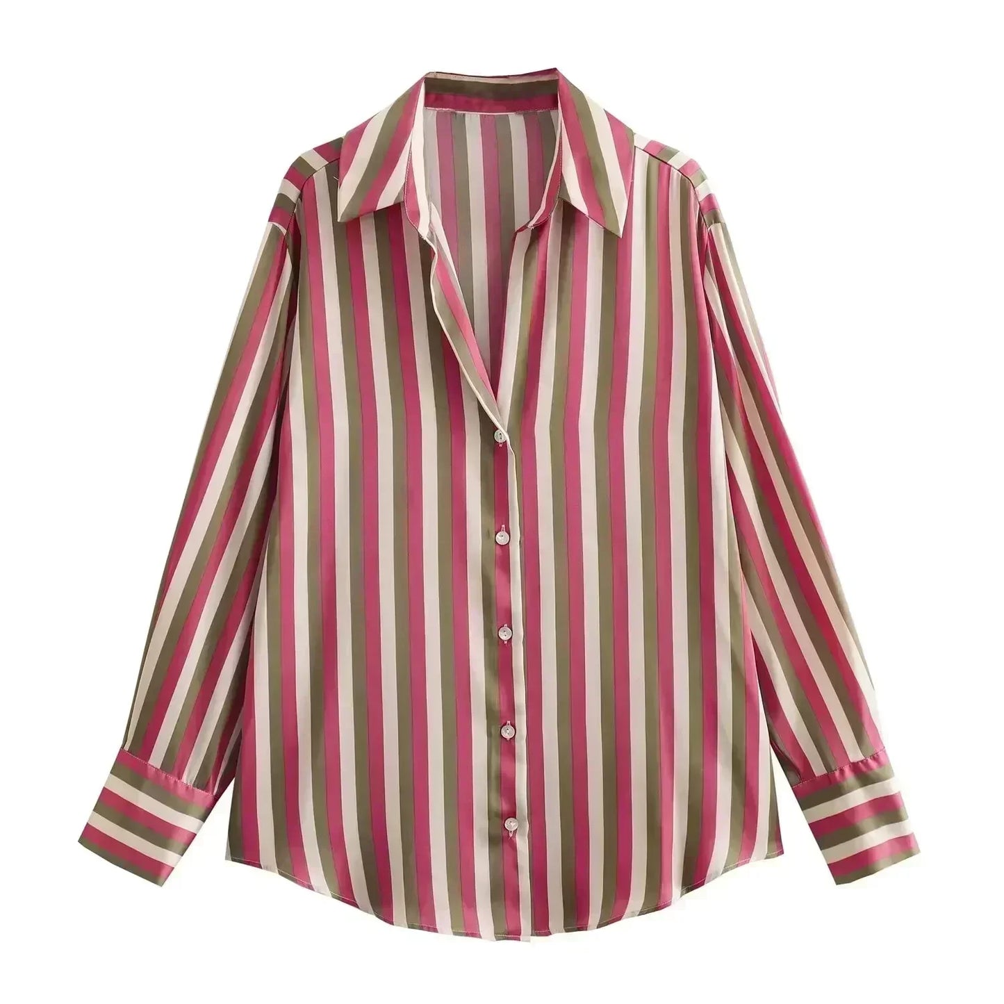 Women 2023 spring New Fashion Multicolor Silk satin texture hang down Blouses Long Sleeve Button-up Female Shirts Tops