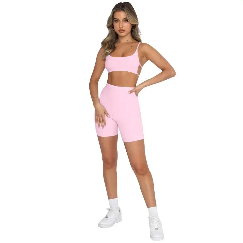 Summer new style halter top women's fashionable sports shorts set