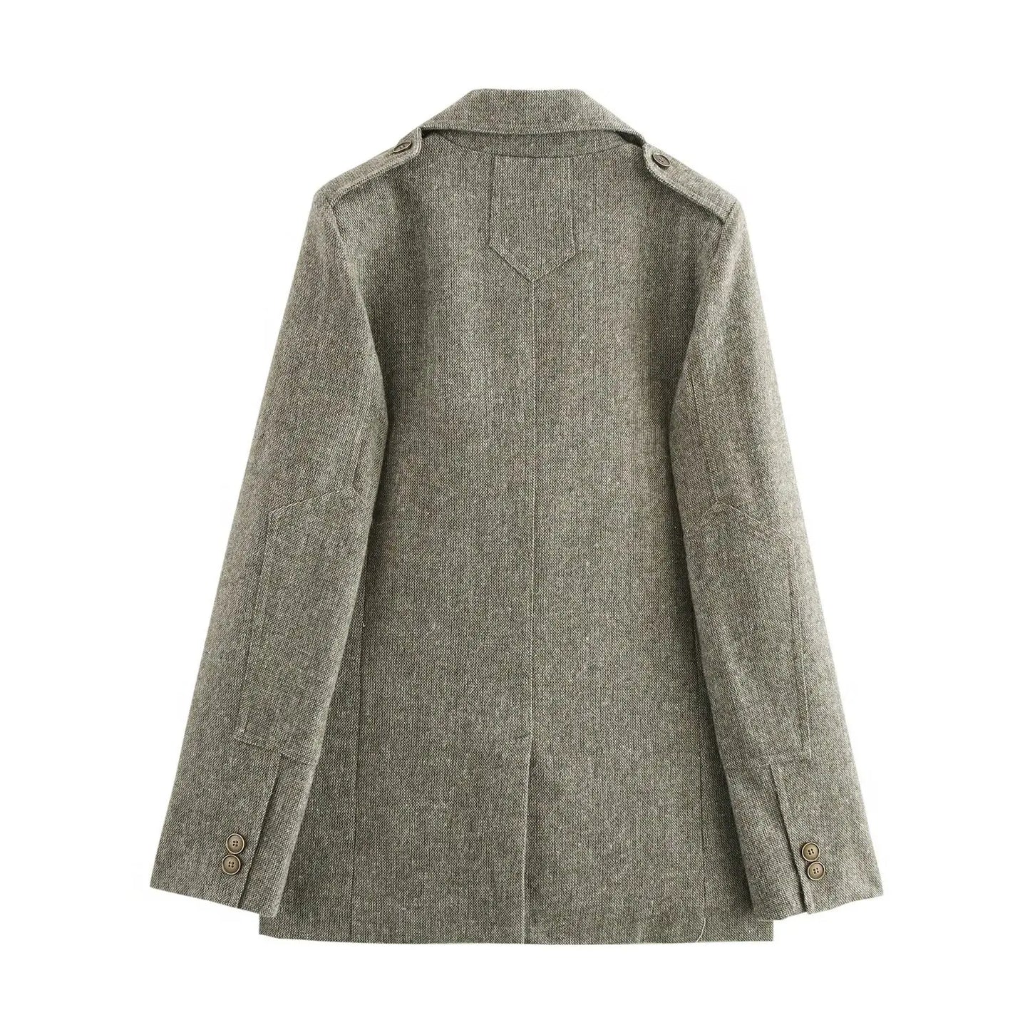 Women's new Fashion pocket decoration casual single breasted blended suit jacket retro long sleeved pocket women's Coat Chic top