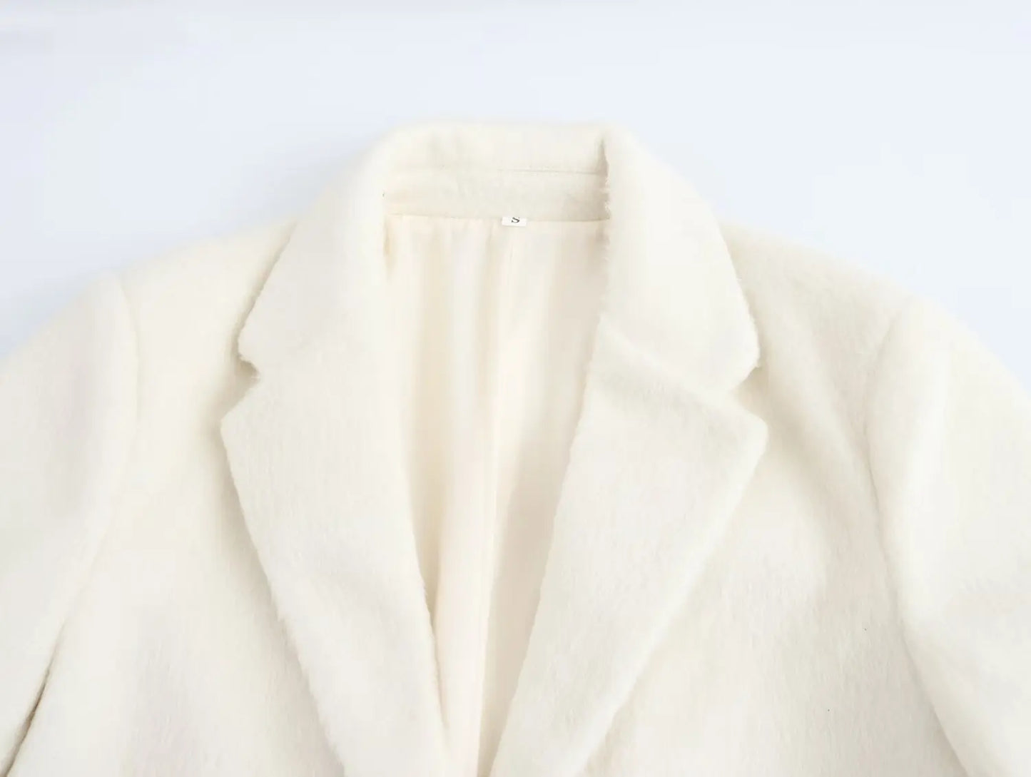 Ladies' new fashion flap decoration loose faux fur effect single breasted suit jacket retro long sleeved women's Coat chic top