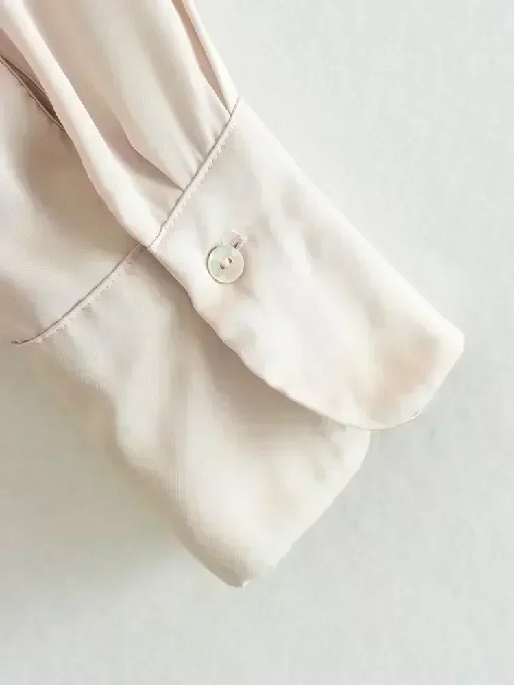 Women 2023 spring New Fashion Multicolor Silk satin texture hang down Blouses Long Sleeve Button-up Female Shirts Tops