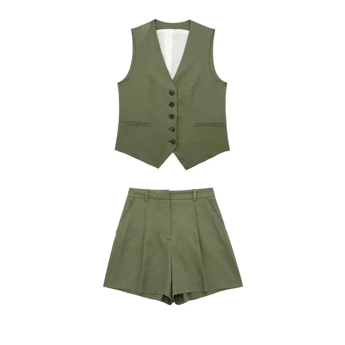 Women 2023 New Fashion Flax blending Tank Tops Vintage sleeveless single-breasted Female Camis Chic Tops
