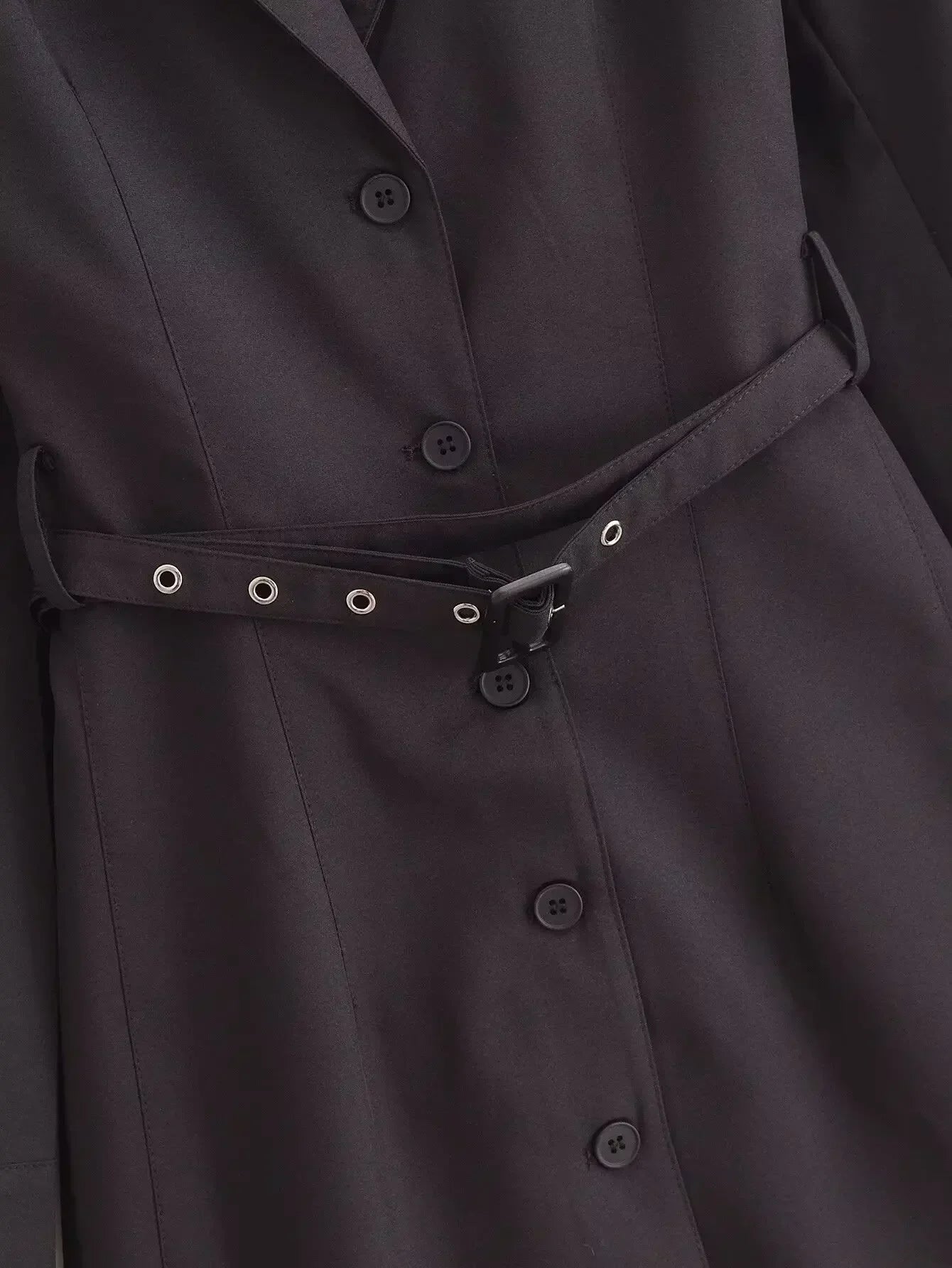 Women's 2024 new Chic fashion with belt slim casual single breasted suit style mini dress retro long sleeved women's dress
