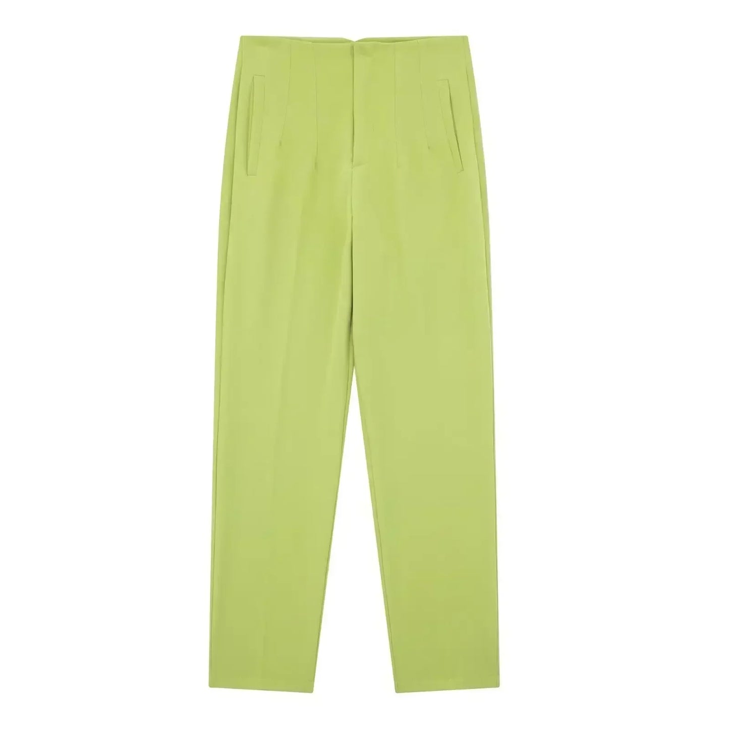 Women's Summer New Chic Fashion Side Pocket Decoration Casual Striped Pants Retro High Rope Zipper Women's Ankle Pants Mujer