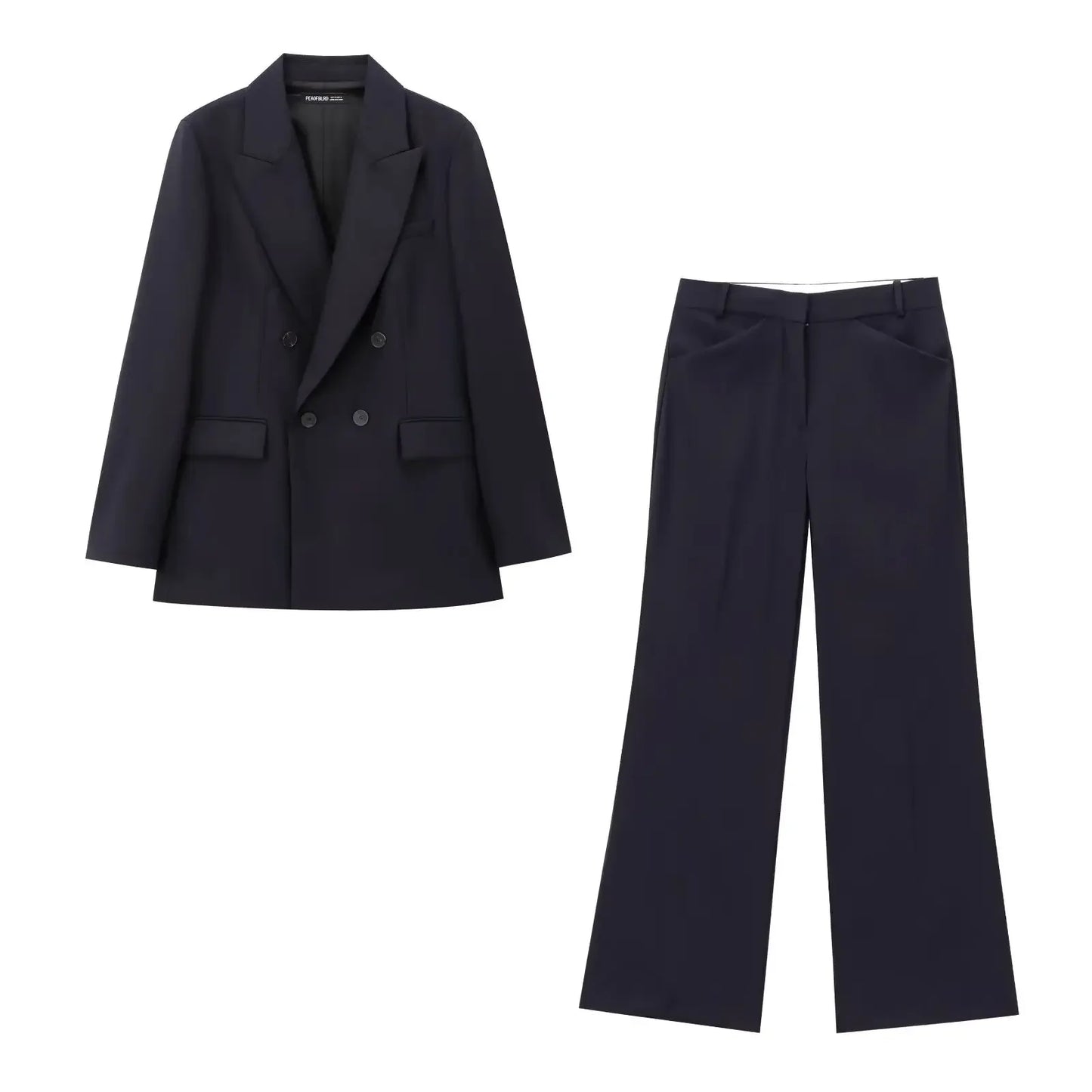Ladies' new fashion flip pocket decoration casual slim double breasted suit jacket coat retro long sleeved women's Coat chic top